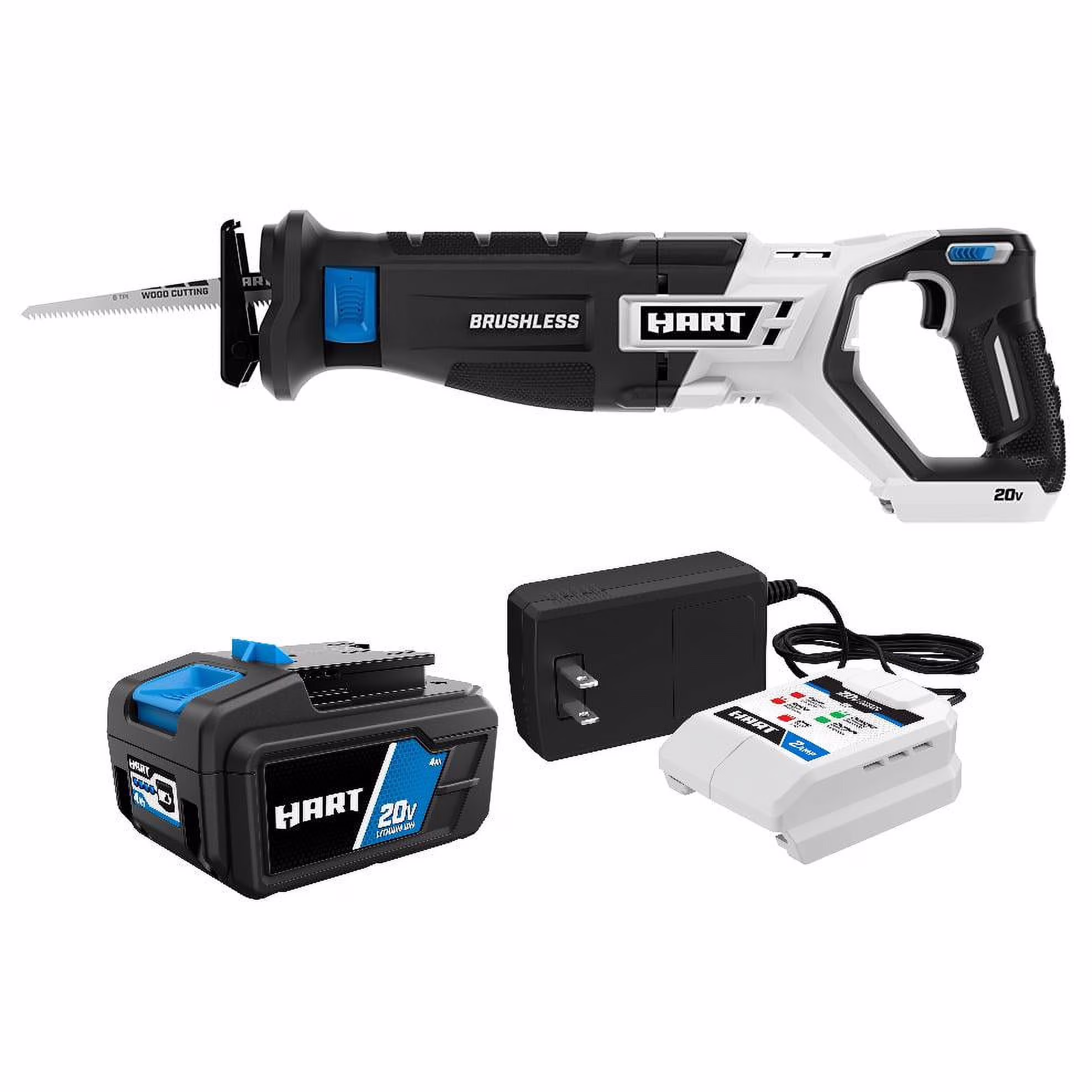 20-Volt Brushless Reciprocating Saw with 4Ah Battery and Charger Starter Kit Bundle