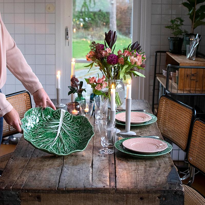 Cabbage serveringsfat kålblad 25 cm grønn