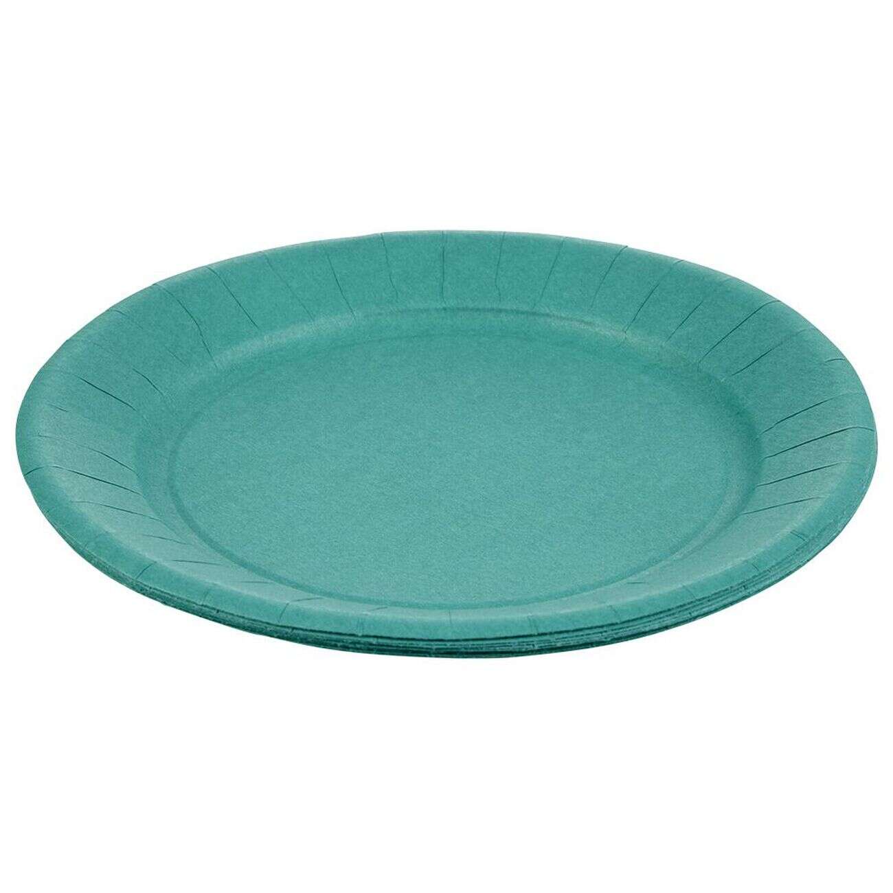 Lot de 10 assiettes en carton vert émeraude Ø23 cm