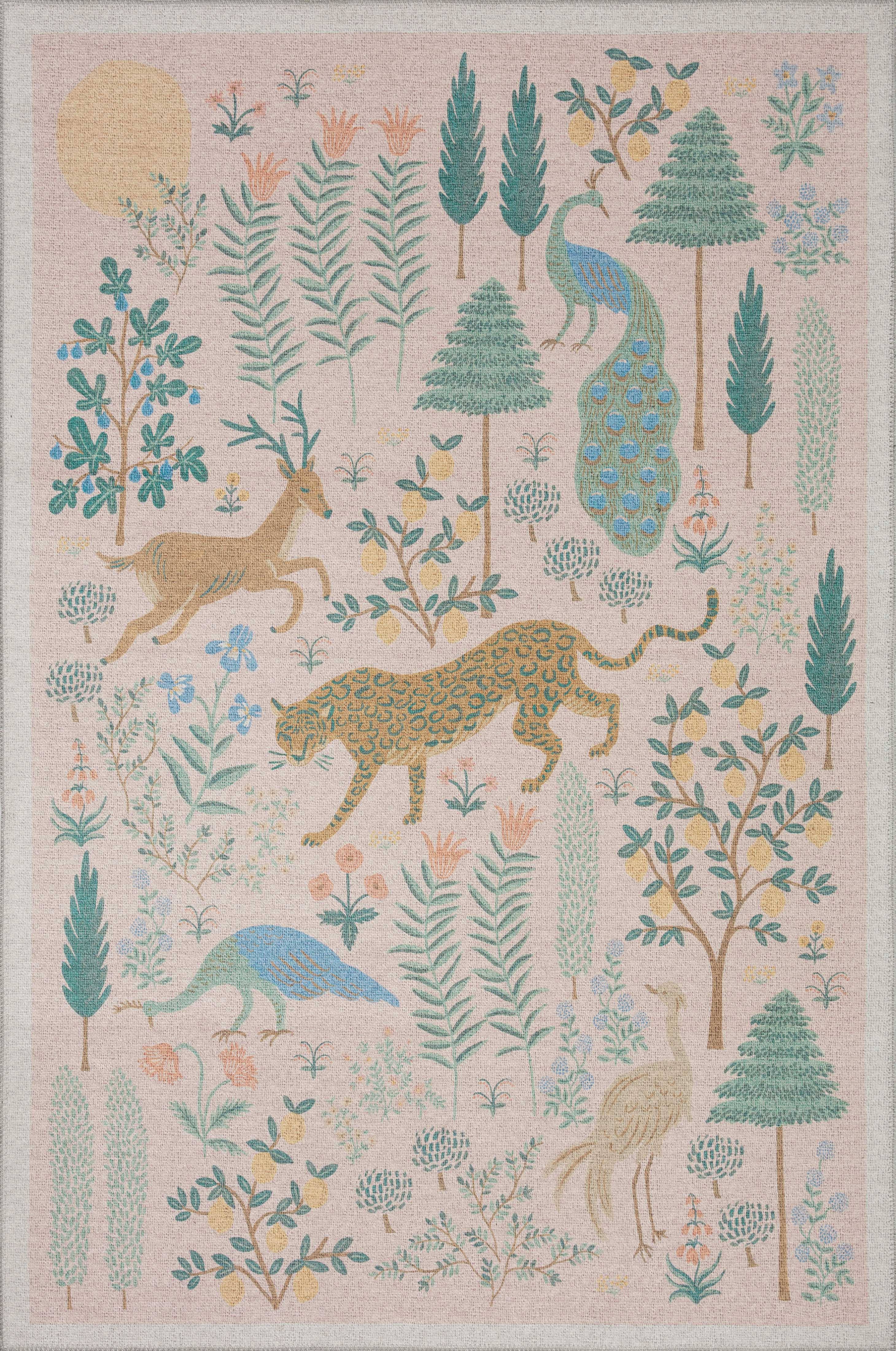 Rifle Paper Co. x Loloi Menagerie Blush Rug Size: 2'3