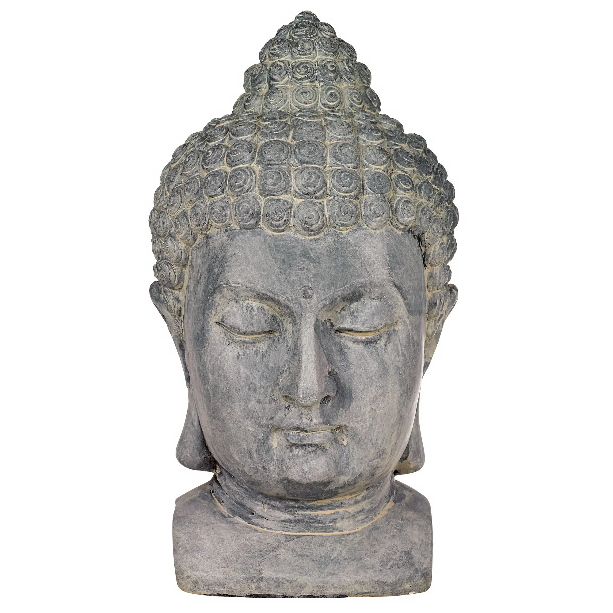 John Timberland Meditating Buddha Head Statue Sculpture Zen Asian Garden Decor Outdoor Front Porch Gray Faux Stone 18 1/2 Tall