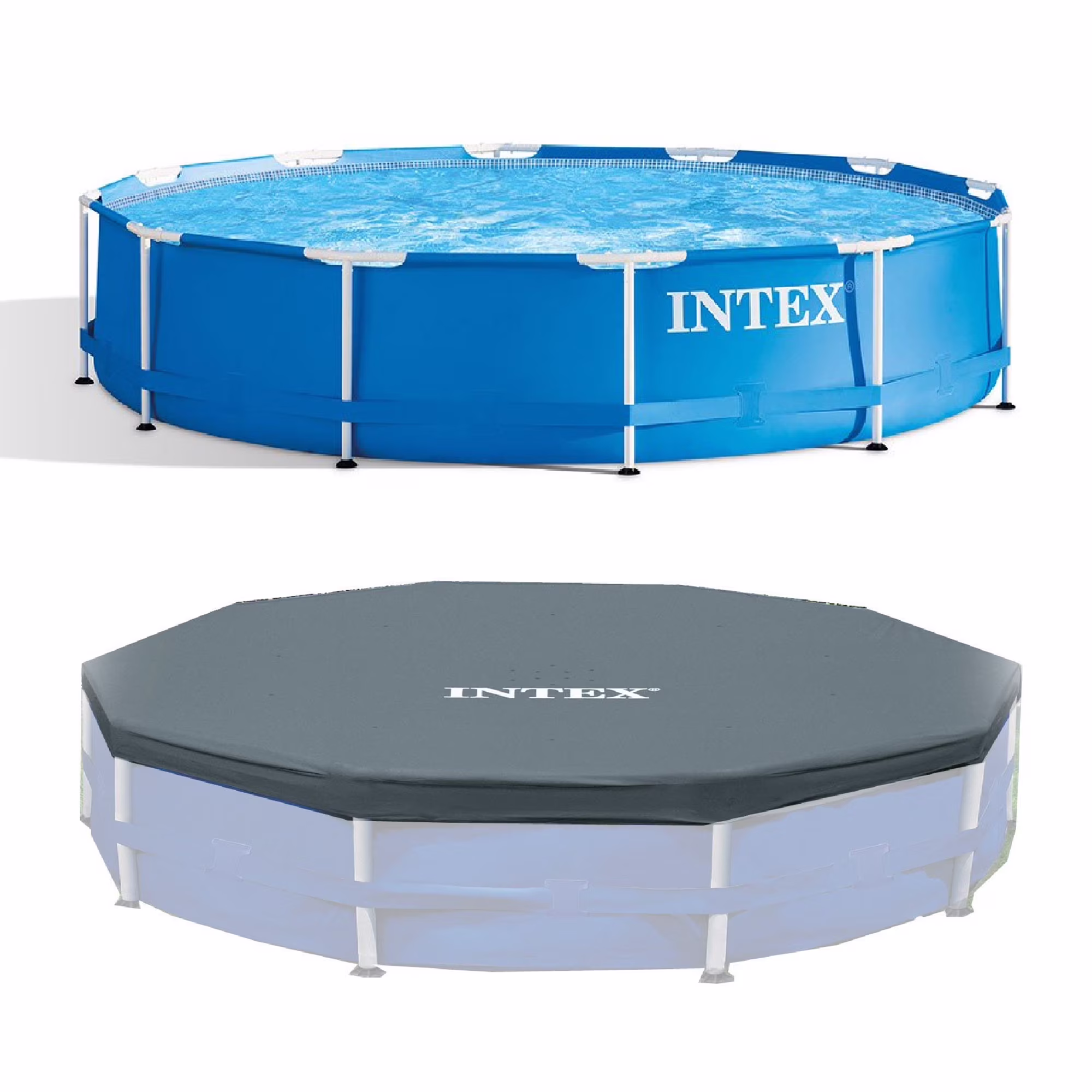 INTEX Round Metal Frame 8ft x 20in Above Ground Swimming Pool Set, Blue