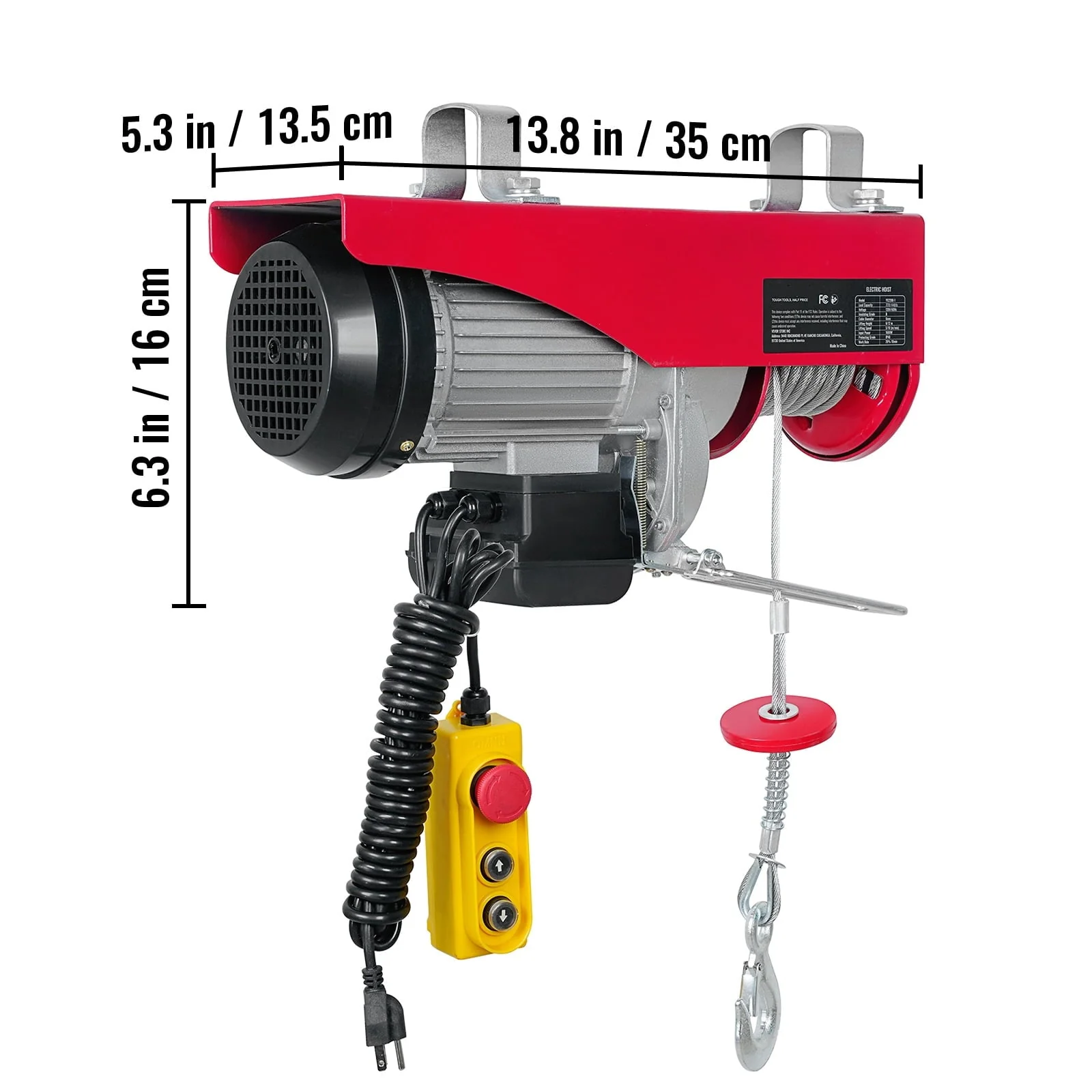BENTISM Lift Electric Hoist 440 lb, 480W 110V Electric Winch with 14ft Wired Remote Control