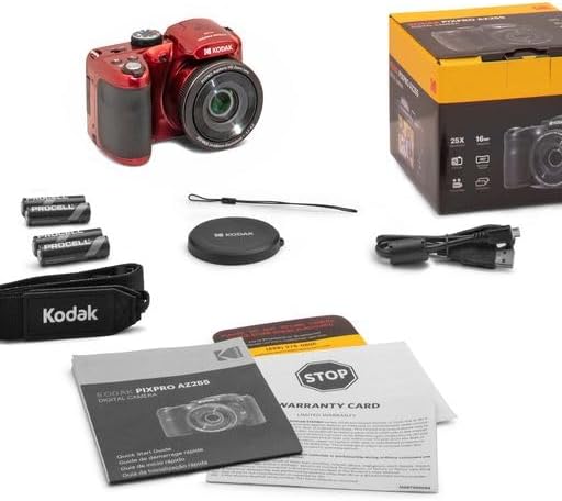 Kodak PIXPRO AZ255-RD 16MP Digital Camera 25X Optical Zoom 24mm Wide Angle Lens Optical Image Stabilization 1080P Full HD Video 3