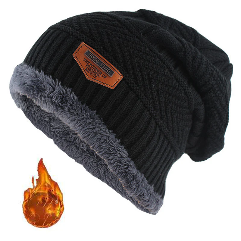 Bonnet en Cuir d'Hiver pour Homme, Maille, Doux et Doublé en Polaire - Modèle Pierre