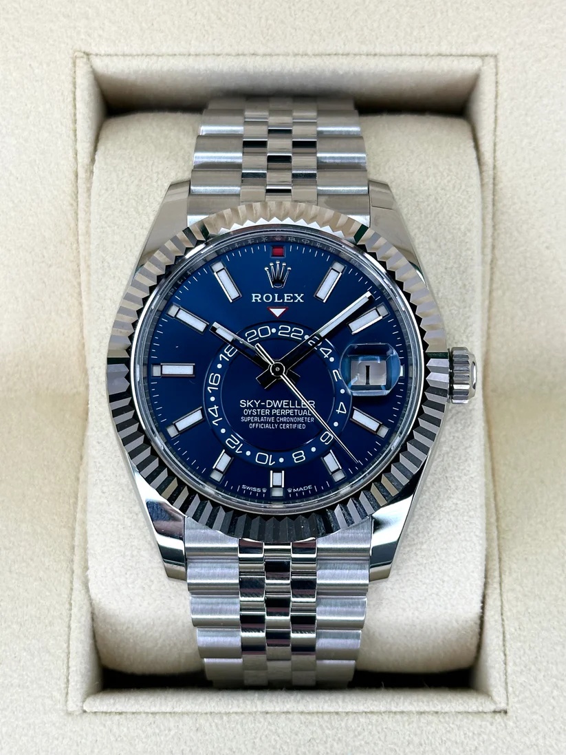 [Super Clone]RLX  Sky-Dweller 42mm Stainless Steel Blue Dial Jubilee - 336934