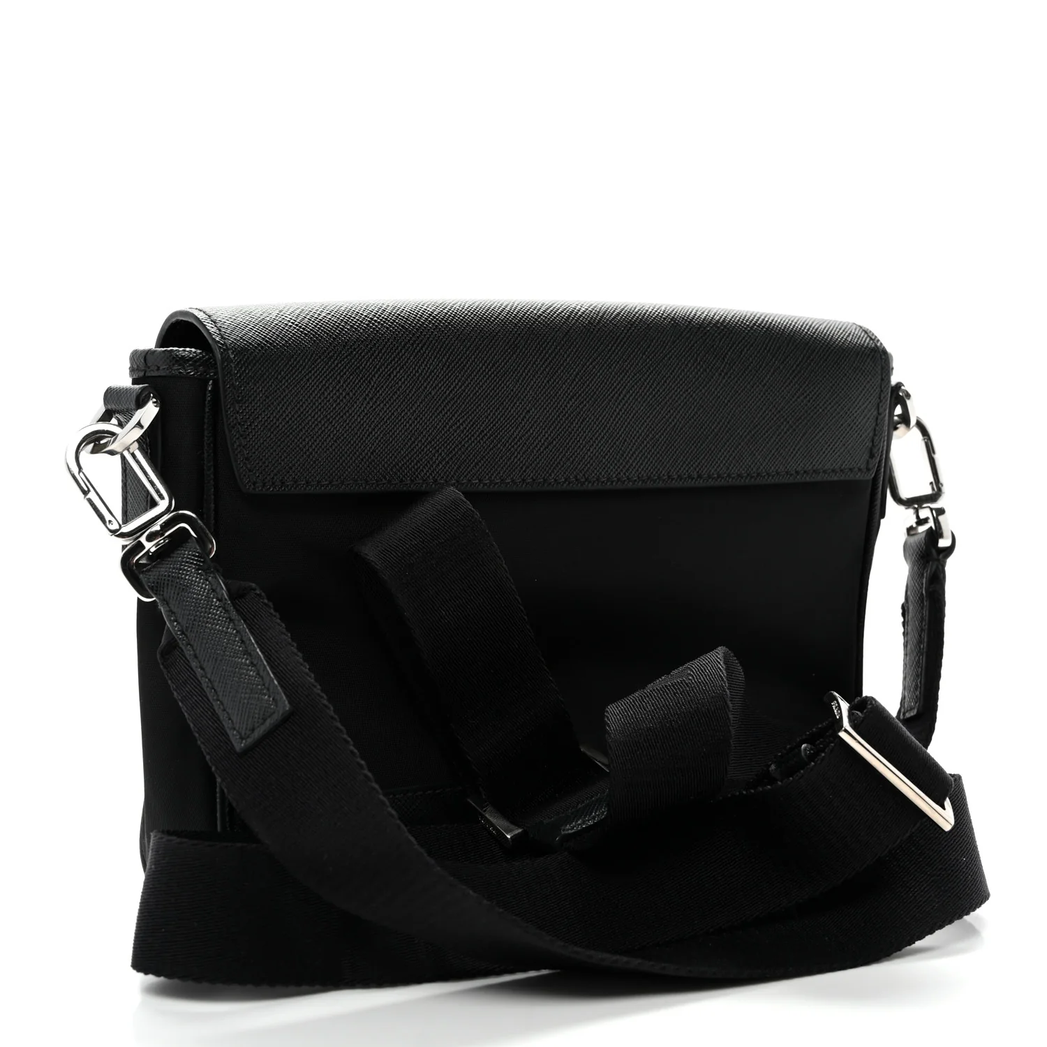 Re-Nylon Saffiano Triangle Shoulder Bag Black