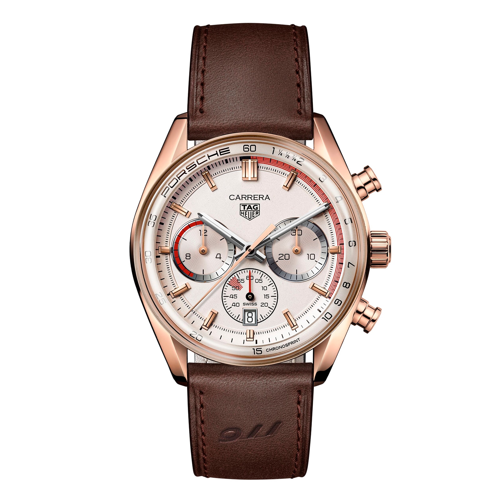【Super Clone】TAG Heuer Carrera Chronosprint X Porsche Special Edition 42mm Mens Watch Beige CBS2040.FC8318