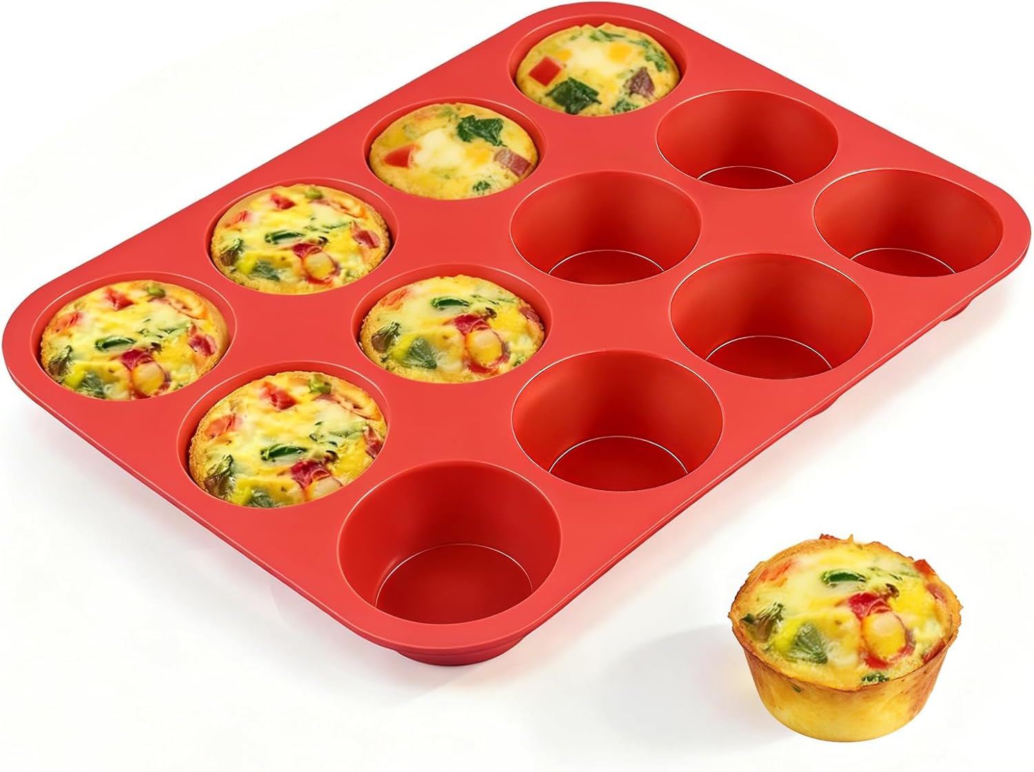 CAKETIME Silicone Muffin Pan Mini 24 Cups, 1 Pack Cupcake Pan, BPA Free