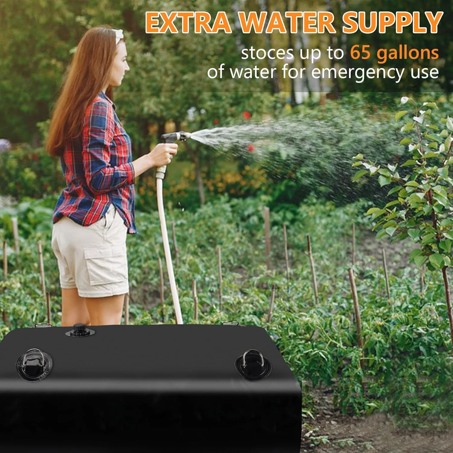 Water Storage Bladder, Water Tank 65 Gallon Foldable Portable Water Storage, Large Water Storage Containers with 3/4" PVC Spigot and Overflow Kit for Camping, Garden, Emergency Water Storage(Black/65 gal) - Image 3