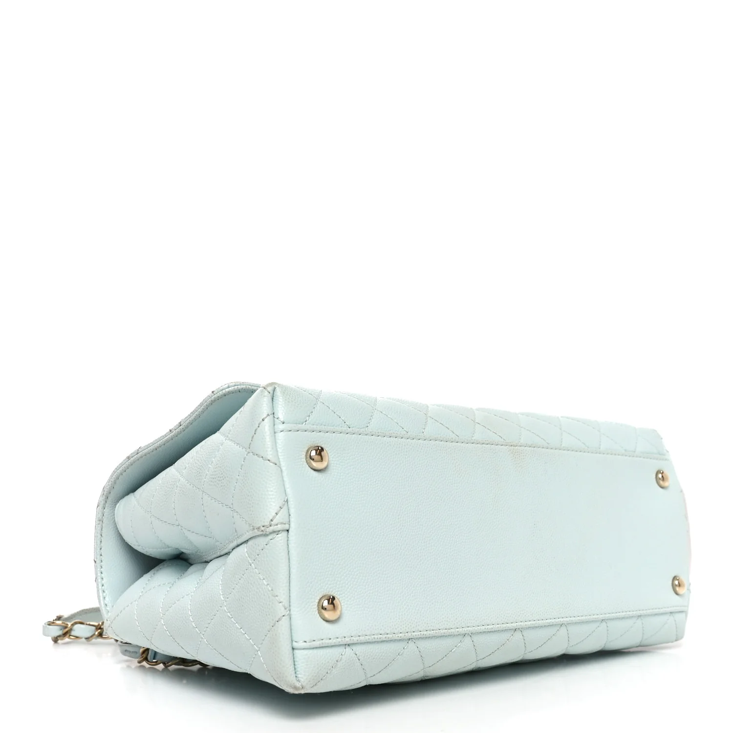 Caviar Quilted Small Coco Handle Flap Light Blue