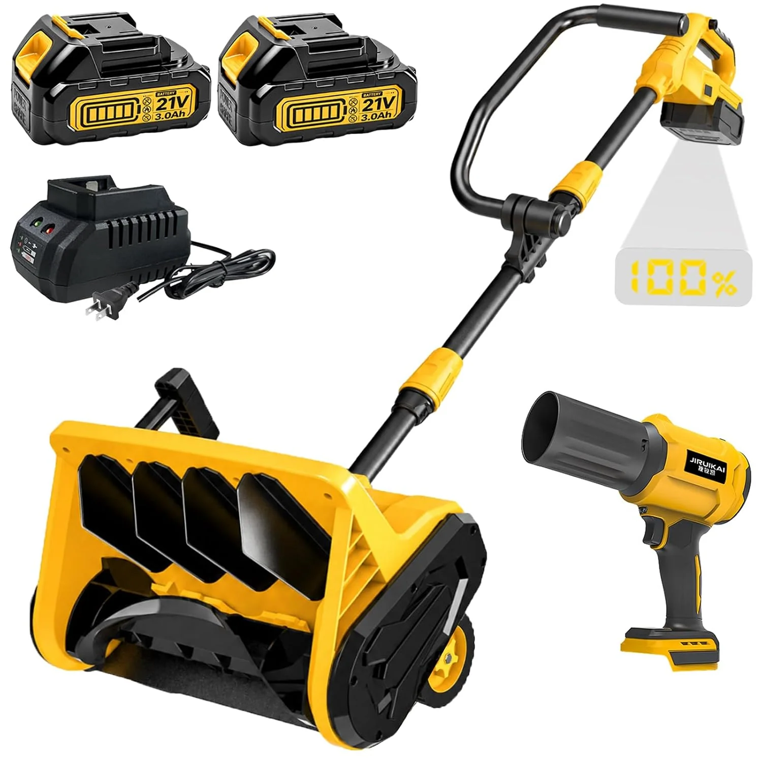 Cordless Snow Shovel, 13" Electric Snow Shovel with 2×3.0Ah Batteries
