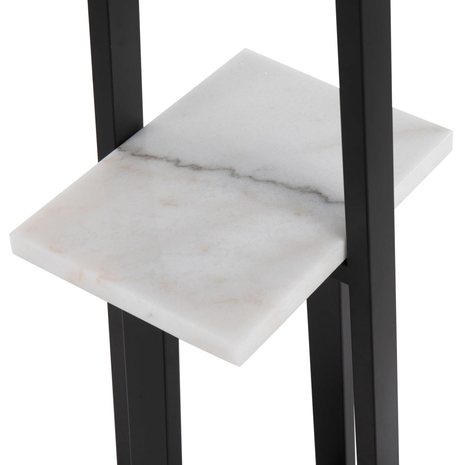 White Marble, Black Metal, Black Linen Cosmo Shelf Floor Lamp(19 x 19 x 68) - Image 8