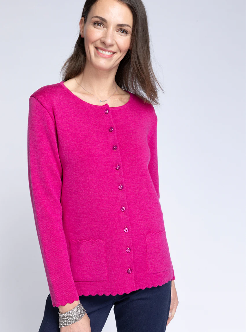 Cardigan femme en laine mérinos Rose Framboise