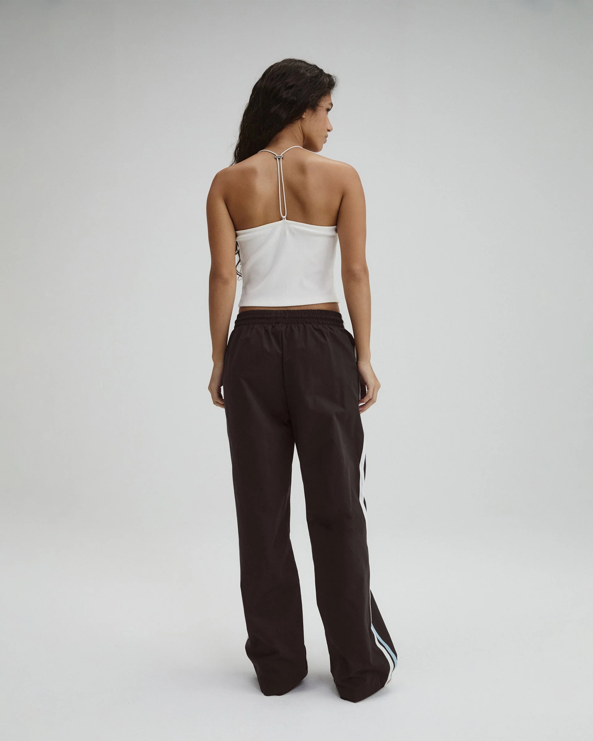 Woven Tape Detail Trousers - Coffee Bean