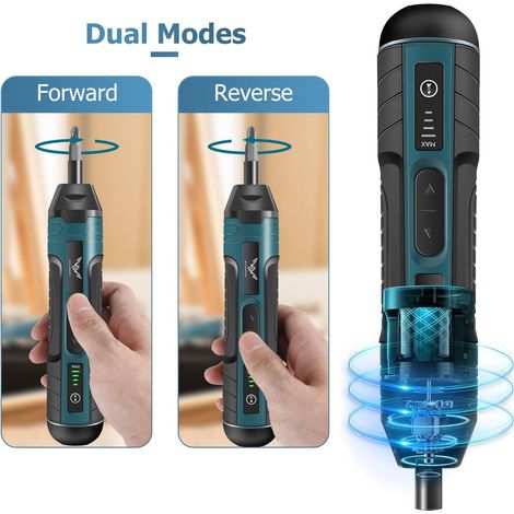 Tournevis électrique sans fil 21 en 1, tournevis rechargeable 3,6 V, tournevis sans fil à couple maximal de 5 N.m, couple à 4 vitesses, lumière LED, idéal pour une utilisation quotidienne et industrie — vue 4