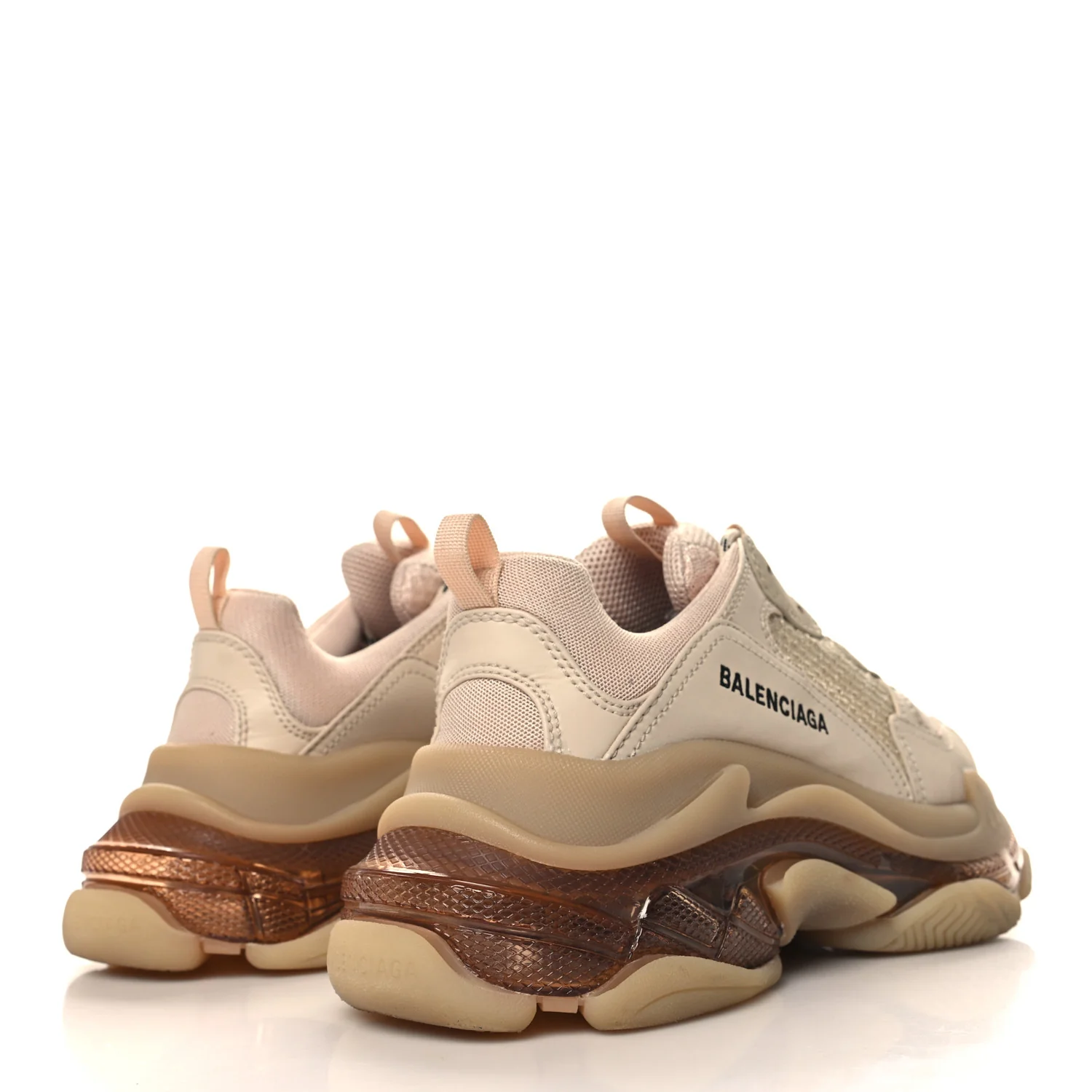 Fabric Mesh Clear Sole Womens Triple S Sneakers 40 Beige