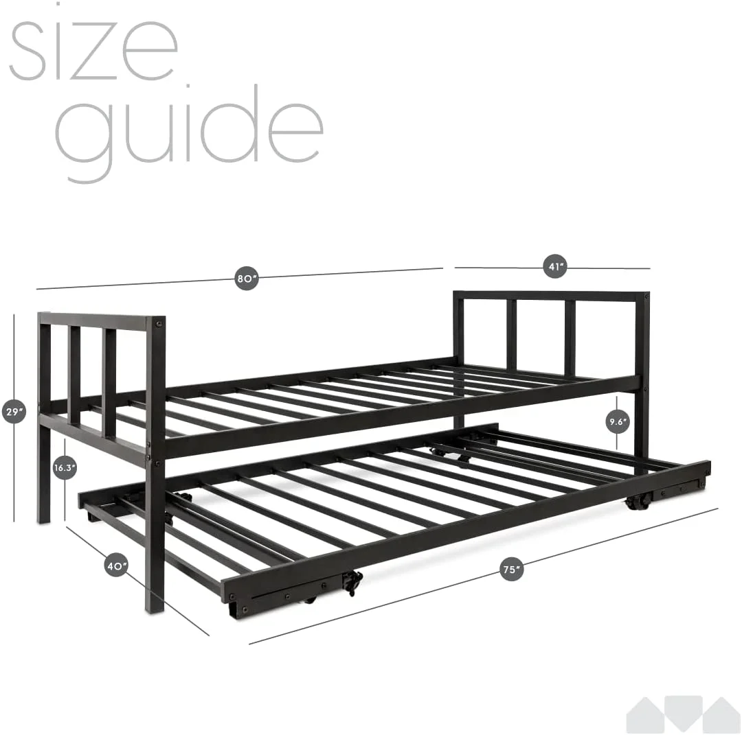 Milliard Twin Daybed and Fold - up Trundle Set, Frame - Mattresses Sold Separately (Black)