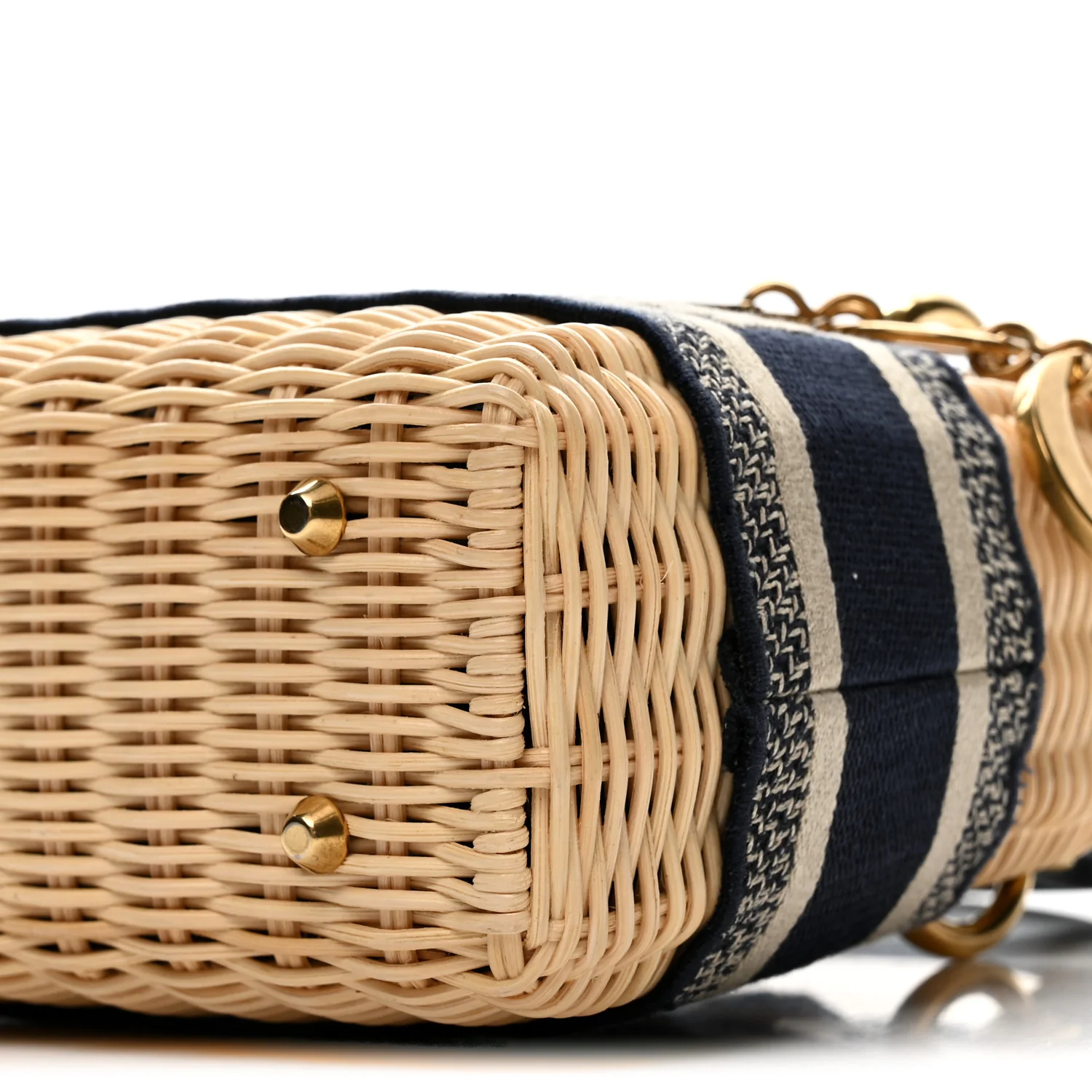 Wicker Oblique Mini Lady Dior Bag Blue