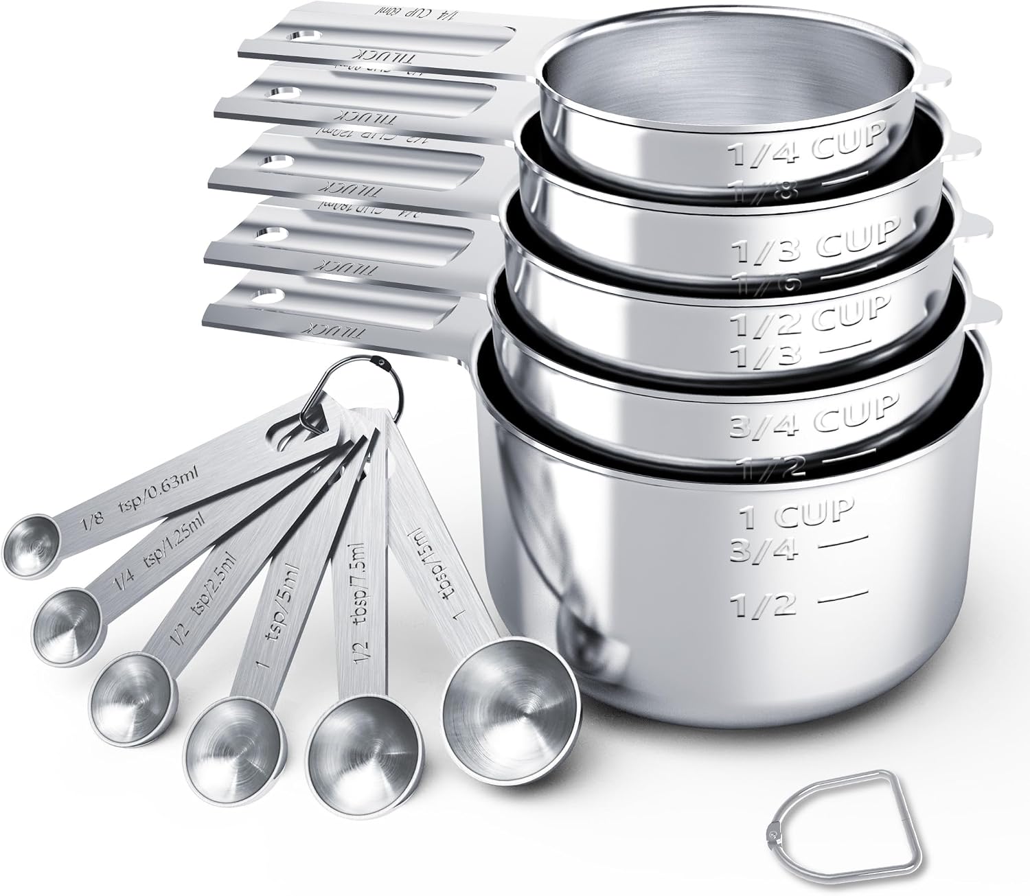 TILUCK Stainless Steel Measuring Cups & Spoons Set, Cups and Spoons