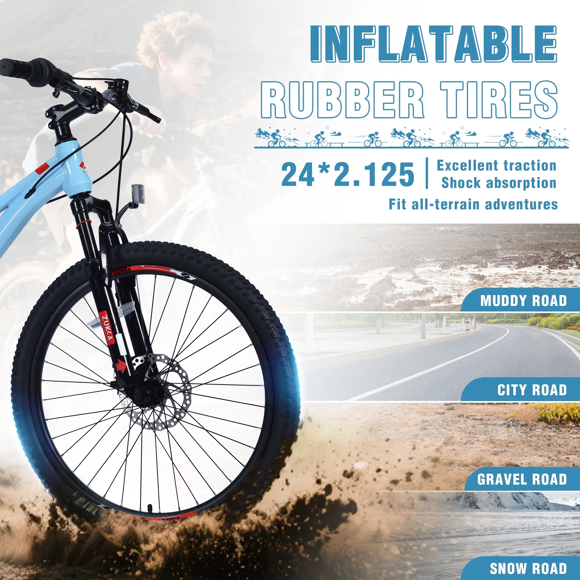 24“/26 Mountain Bike for Women - 21-Speed, Dual Disc Brakes, Front Suspension, All-Terrain Tires, 85% Pre-Assembled Carbon Steel Frame Bicycle