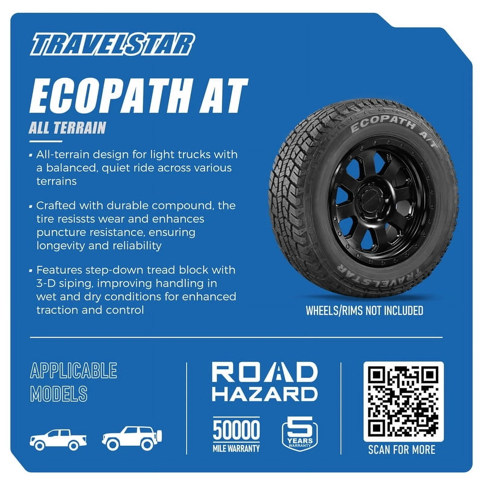 Travelstar Ecopath A/T LT235/85R16 10 Ply Load Range E 120R SUV Light Truck All-Terrain Tire 235/85/16(Tire Only)