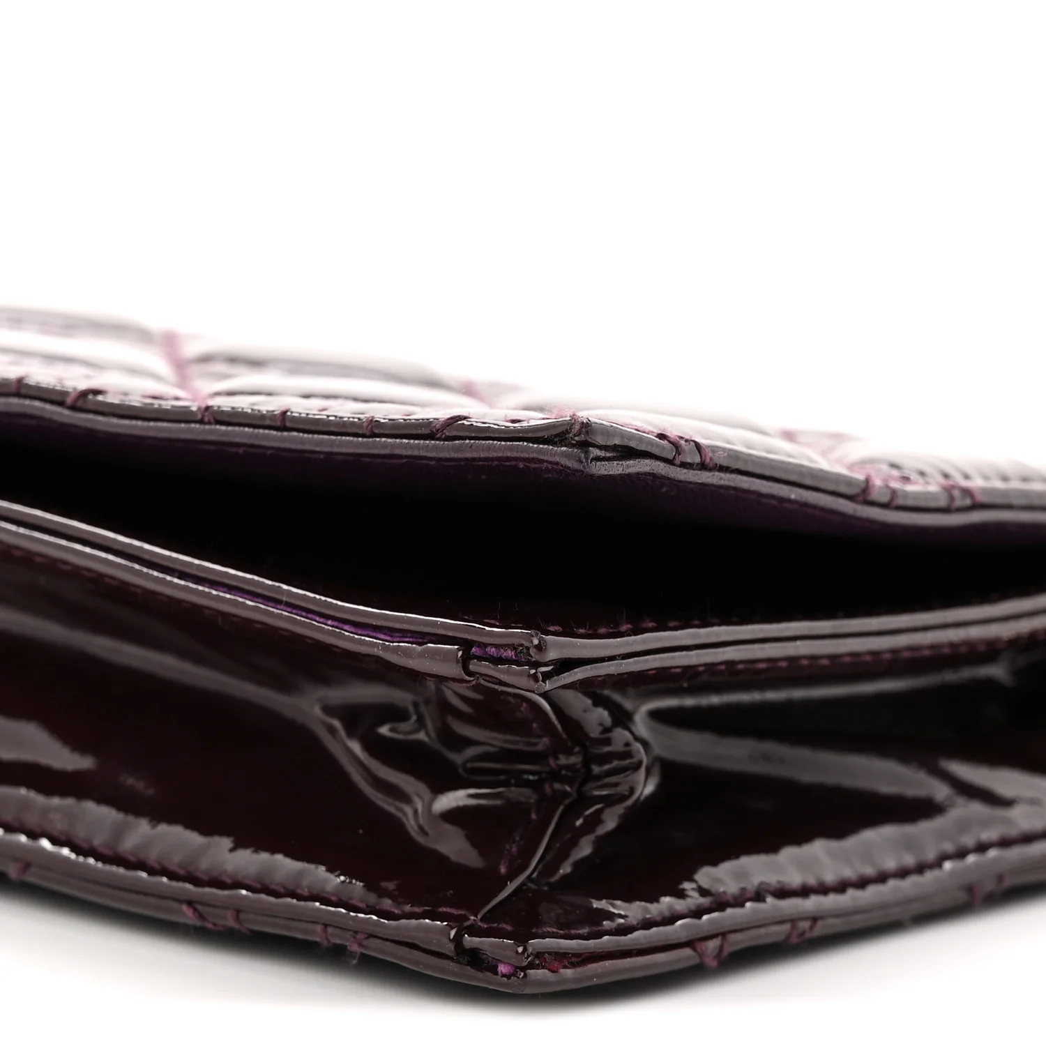 Patent Cannage Lady Dior Chain Wallet Purple