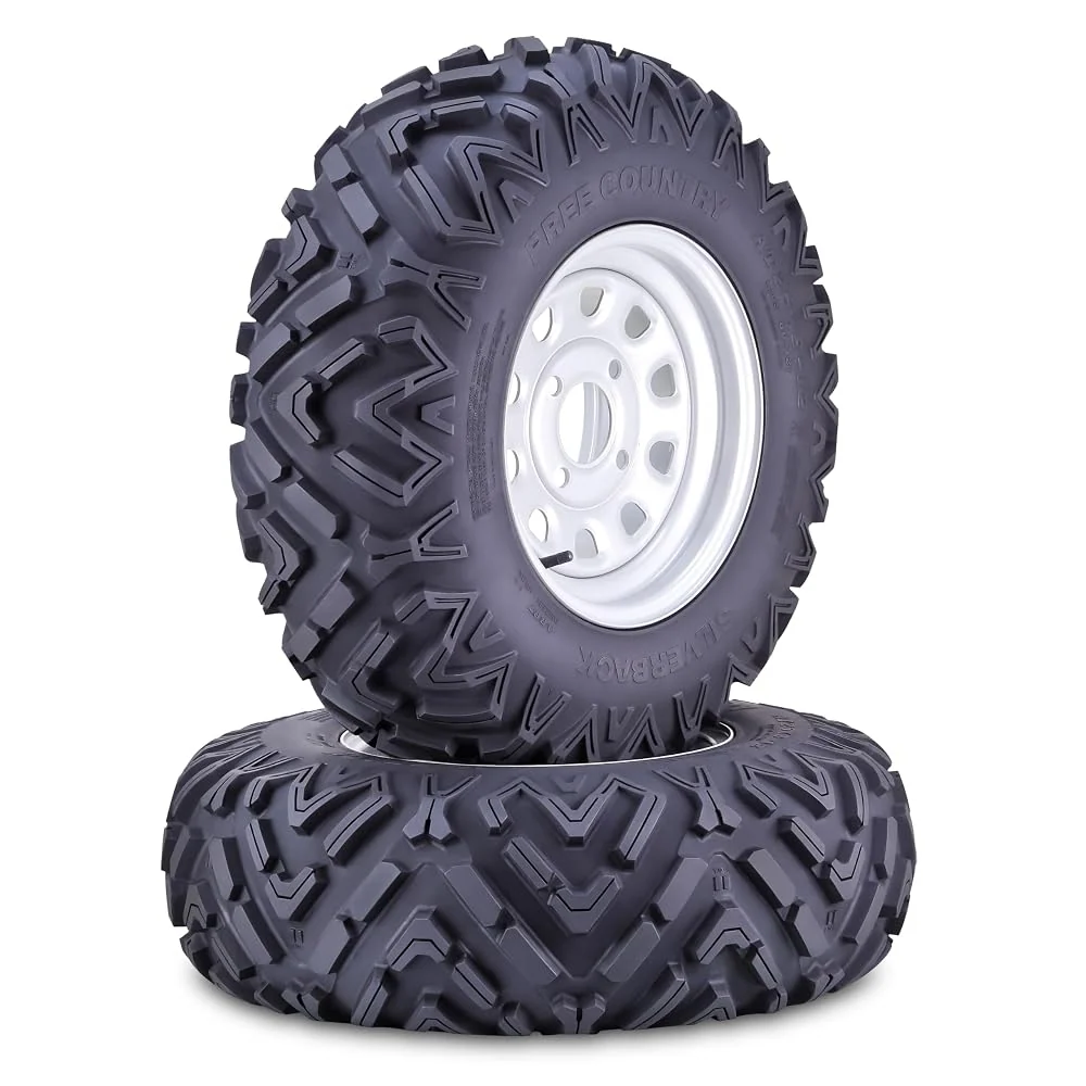 FREE COUNTRY ATV Tire & Wheel 25X8-12 6PR Silverback on 4x110 Silver Rim,S2