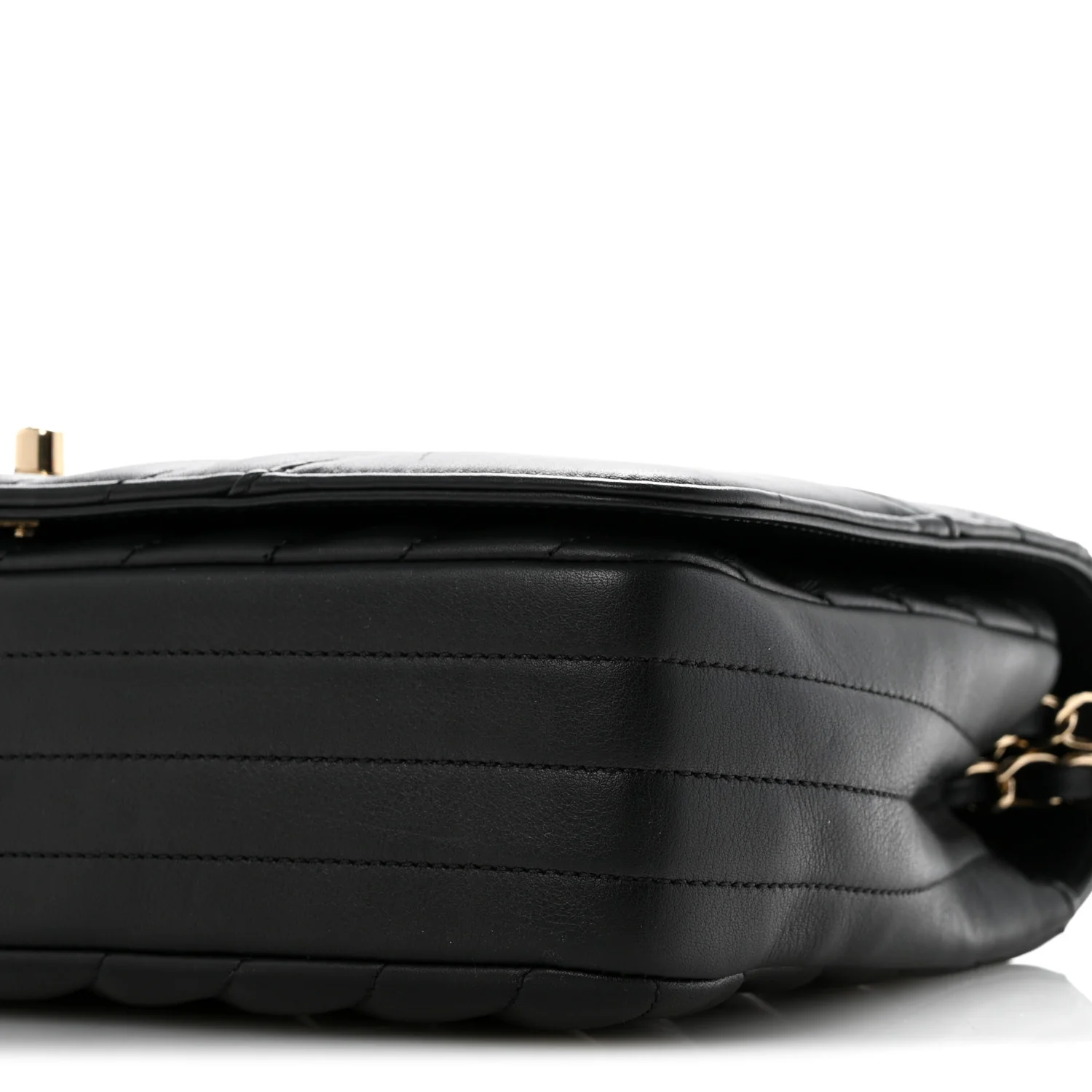 Calfskin Chevron Quilted Large Statement Flap Black