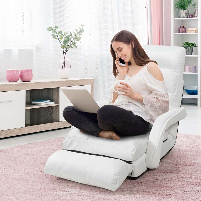 Fauteuil de massage pliable et inclinable, canapé relax individuel avec accoudoirs ergonomiques, dossier réglable sur 5 positions et tapis amovible