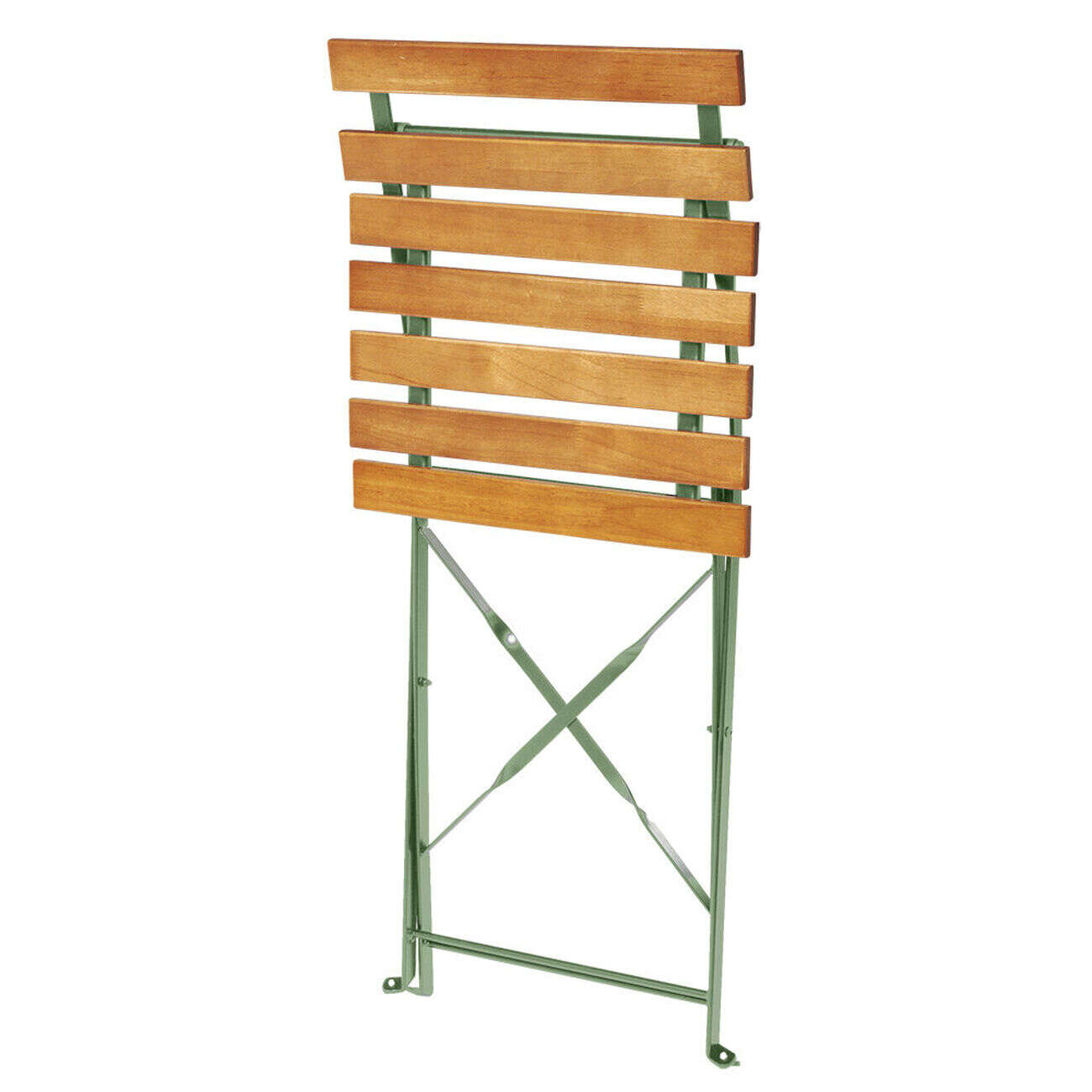 Chaise de jardin pliante Bali métal vert et bois 39x47xH.77 cm