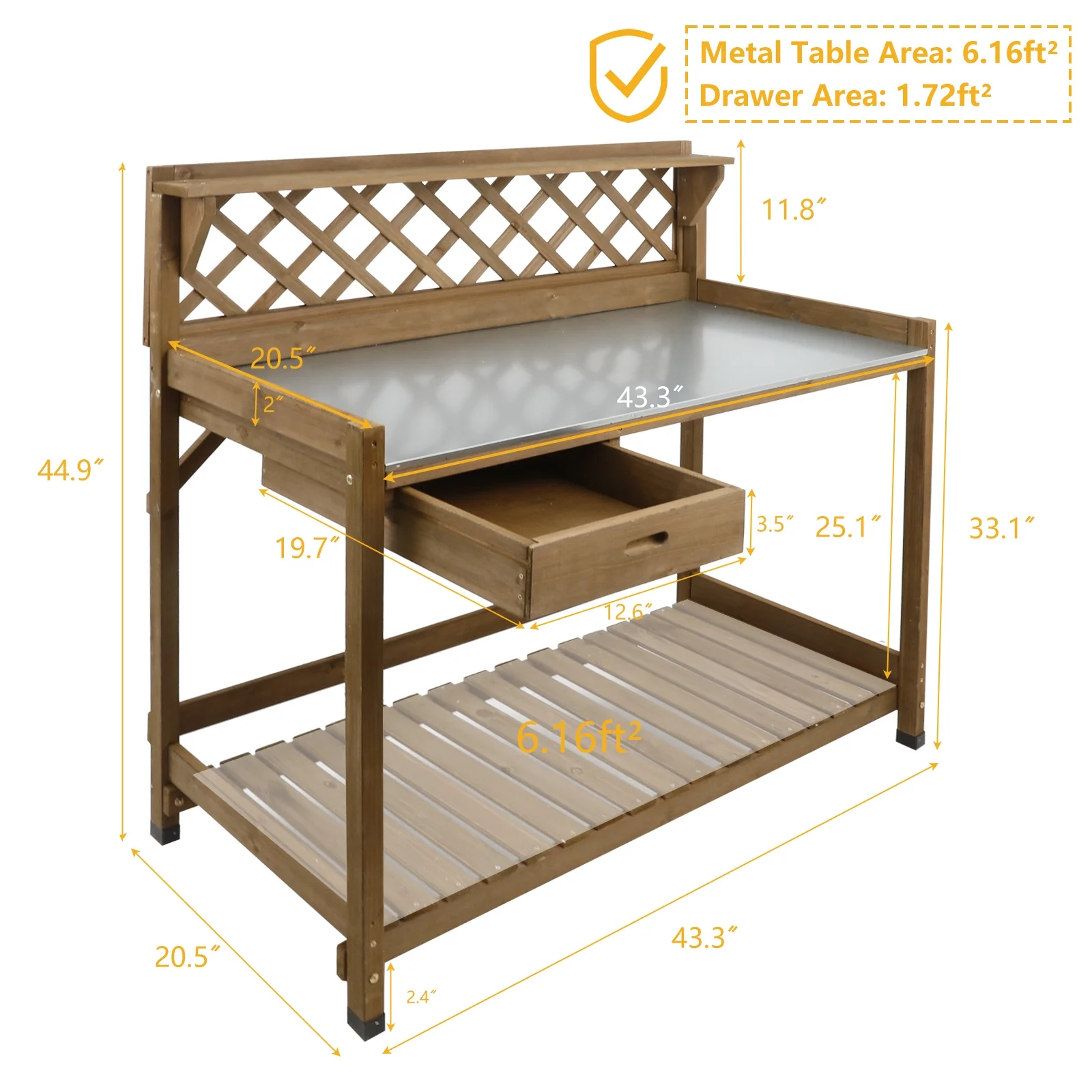 Gowoodhut Outdoor Garden Potting Bench Table, 41