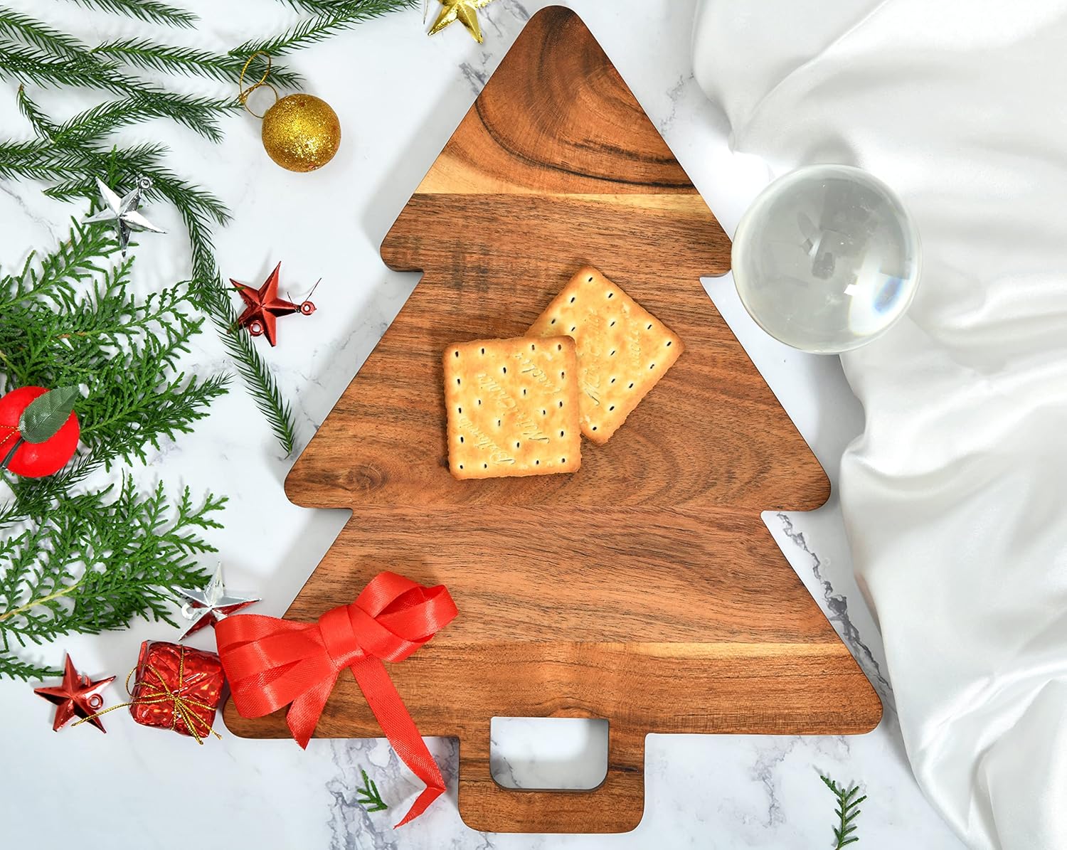 Christmas Kitchen Decoration Acacia Wood Chopping Block Christmas Tree Cutting Board