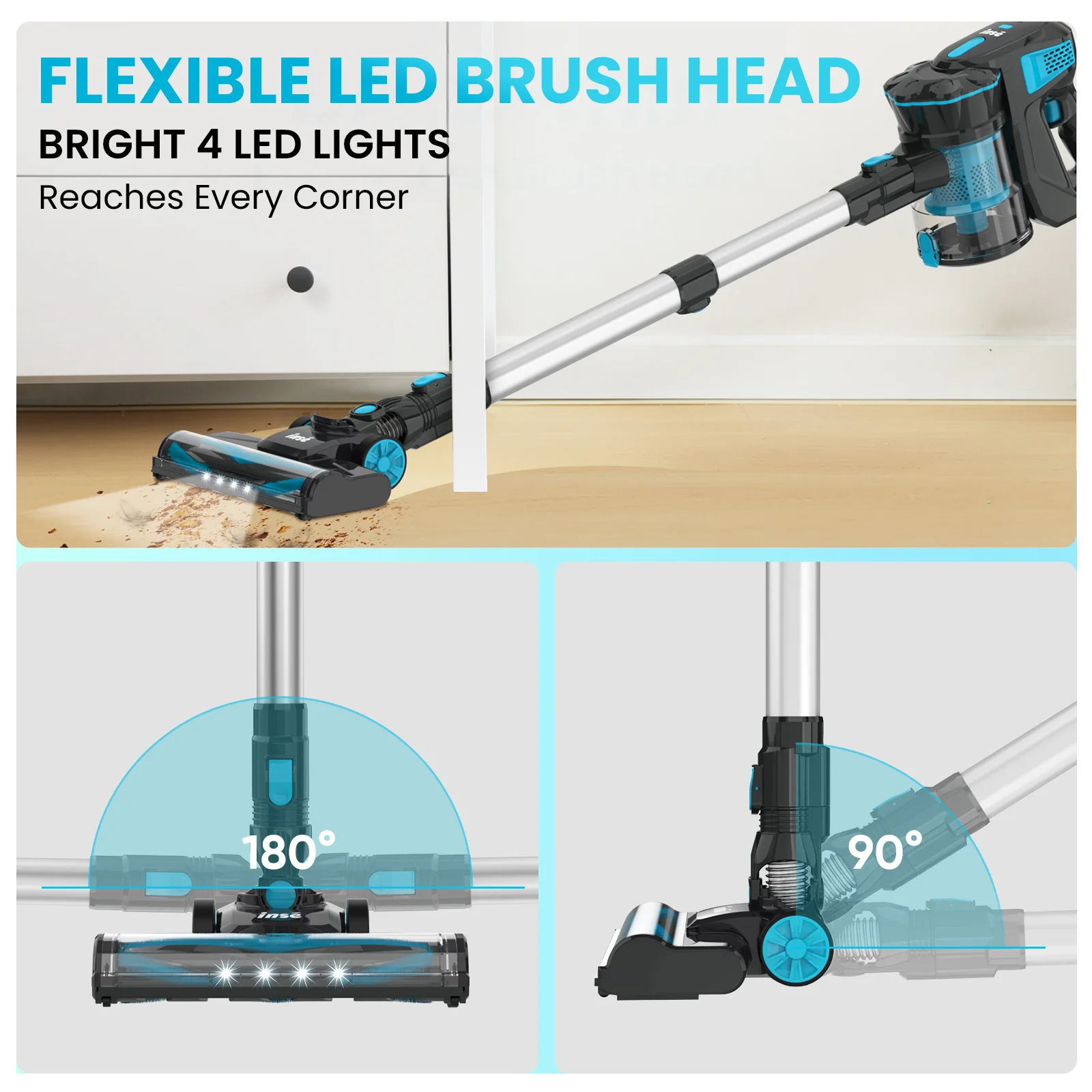 Cordless Vacuum Cleaners, 6-in-1 Lightweight Stick Vacuum for Hardwood Floor Carpet Pet Hair, V770(Blue) - Image 10