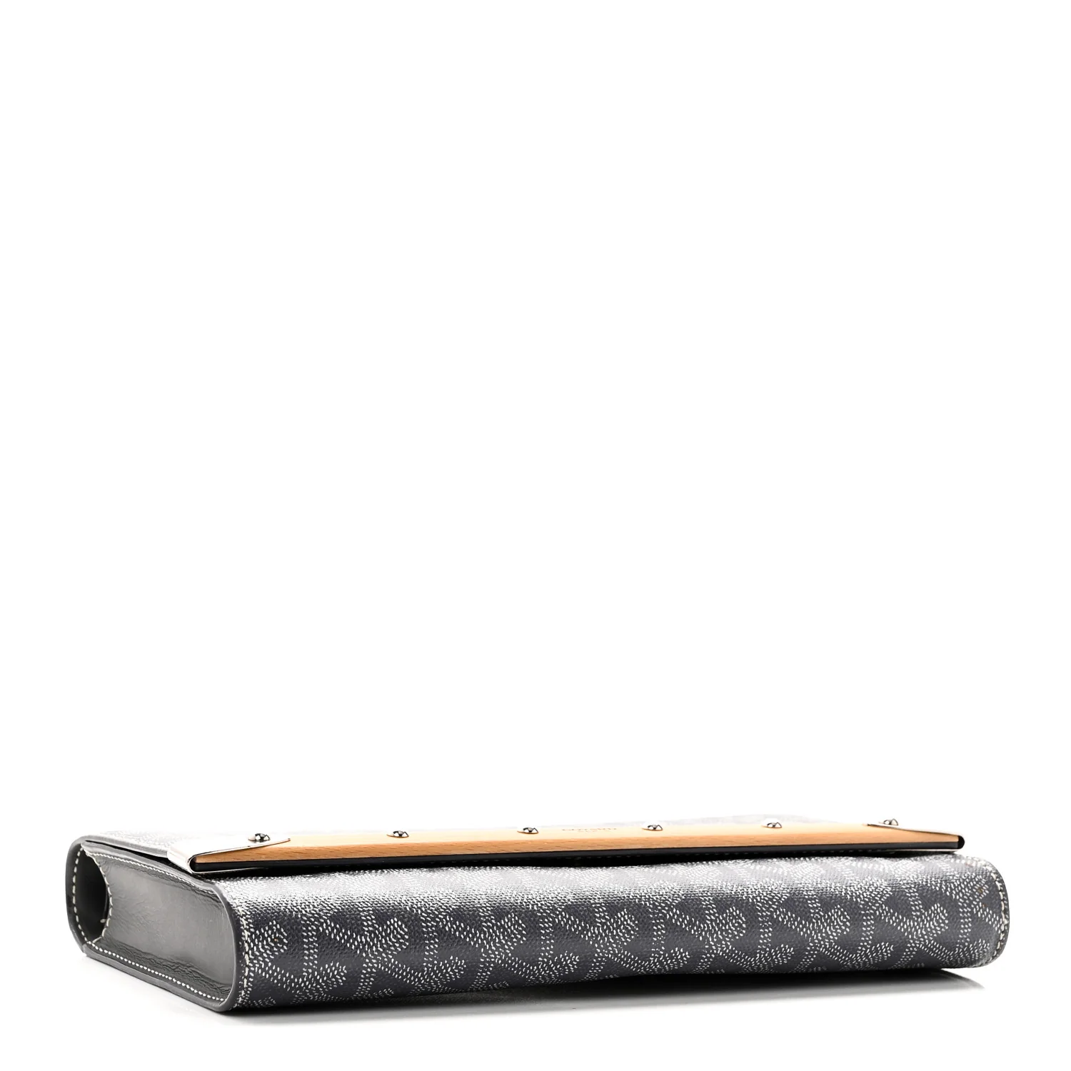 Goyardine Monte Carlo Bois Clutch With Strap Gray