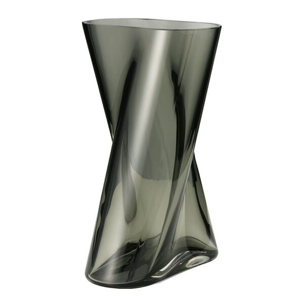 Lituus vase medium 24 cm røkfarget glass