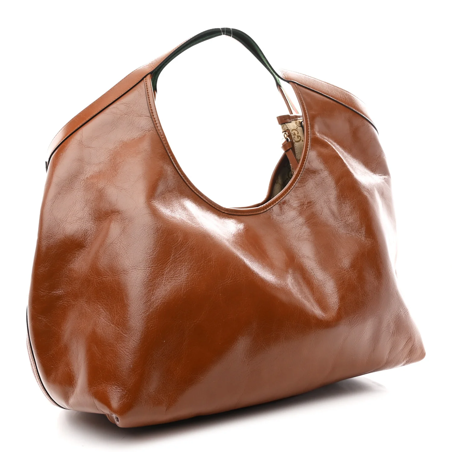 Soft Glossy Calfskin Large Giglio Tote Dark Brown