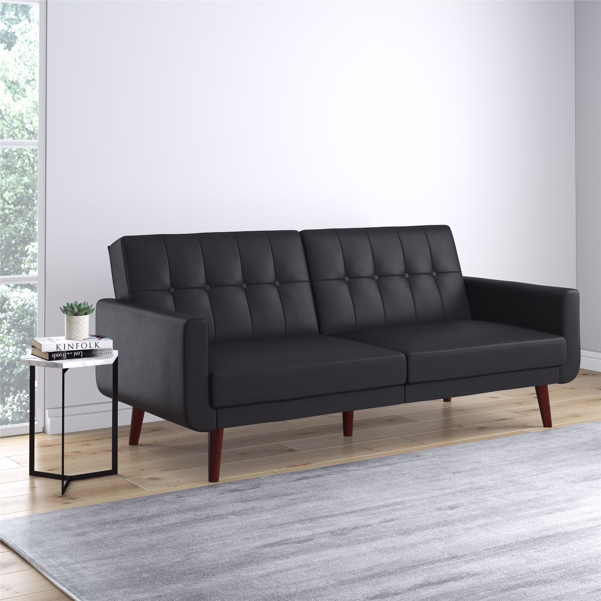 Better Homes & Gardens Nola Modern Futon, Camel Faux Leather