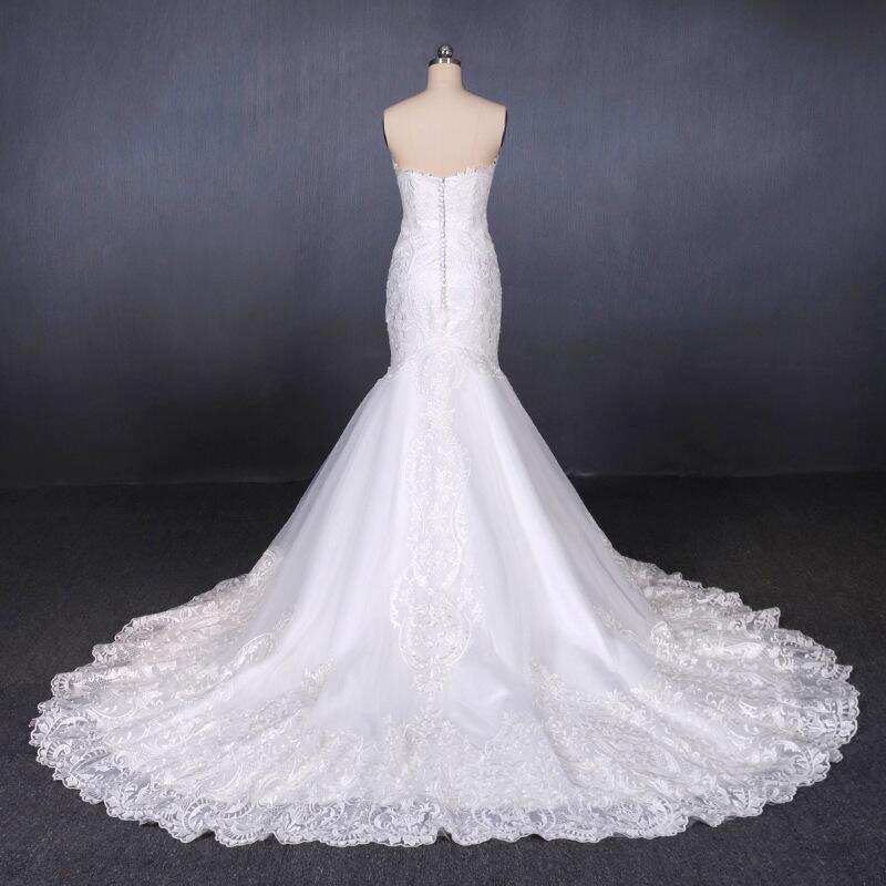 Mermaid Sweetheart Lace Appliques Long Cheap Wedding Dresses DMQ10