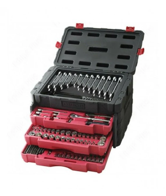 Coffret d'outils de mécanicien de 450 pièces, comprenant une clé à cliquet, des douilles et des clés à main.