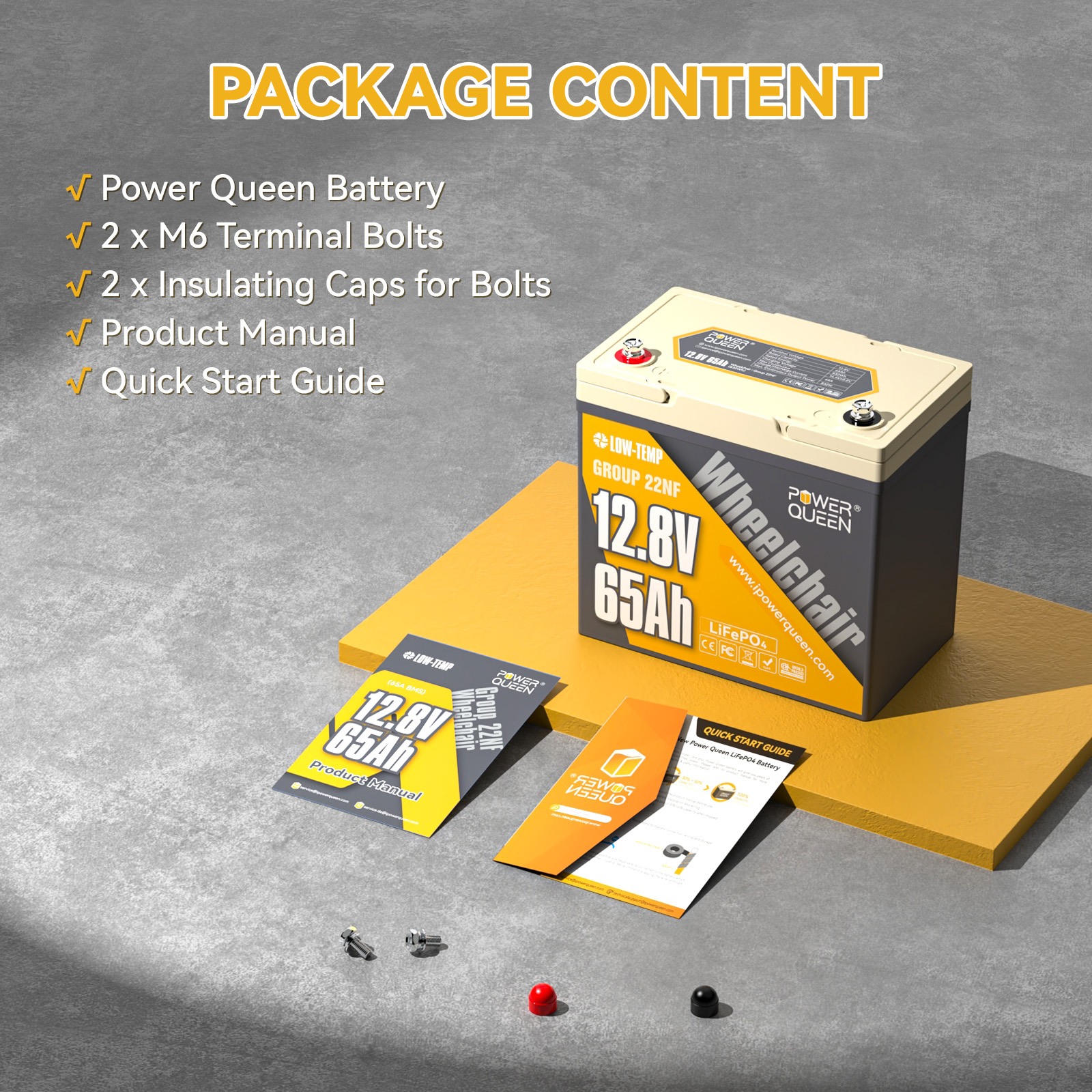 12V 65Ah Group 22NF LiFePO4 Lithium Battery 832Wh for Wheel Chair,Trolling Motor,Camping,Mobility Scooter - Image 8