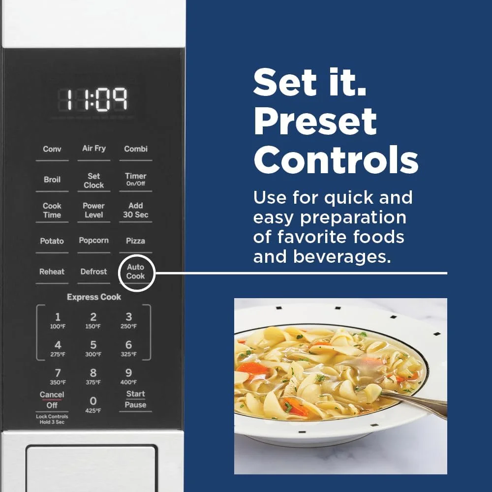 GE 3 - in - 1 Microwave Oven, 1, 050 Watts Air Fryer, Broiler & Convection 1.0 Cu. Ft