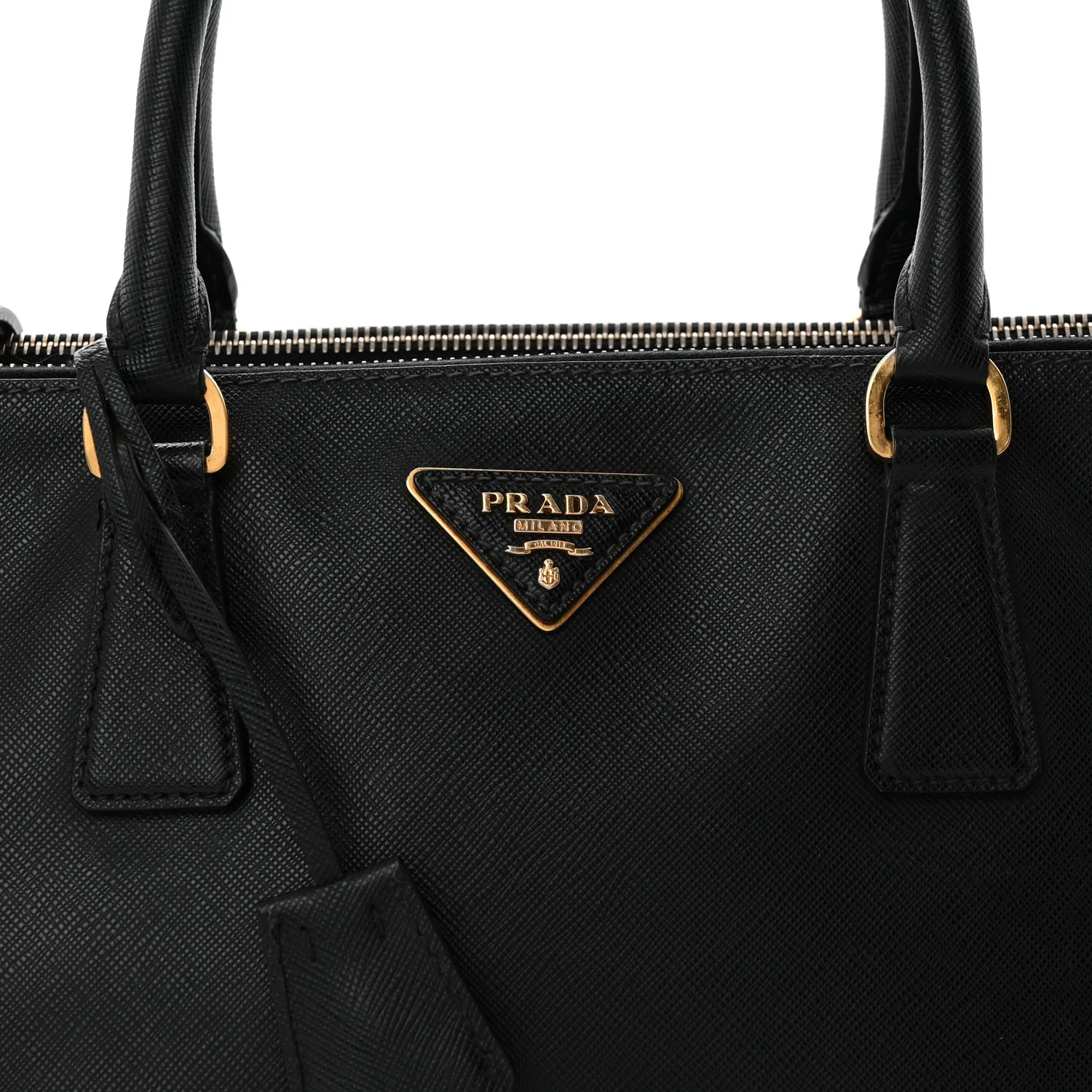 Saffiano Medium Galleria Double Zip Tote Black
