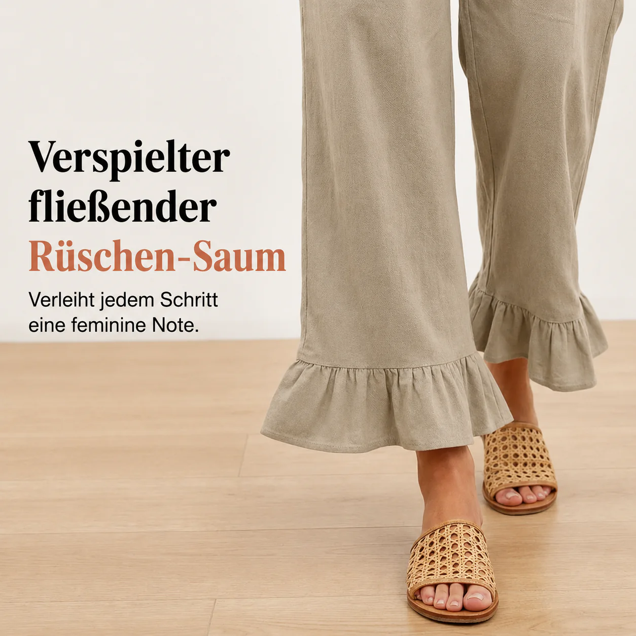 Pantalon large bohème avec ourlet à volants