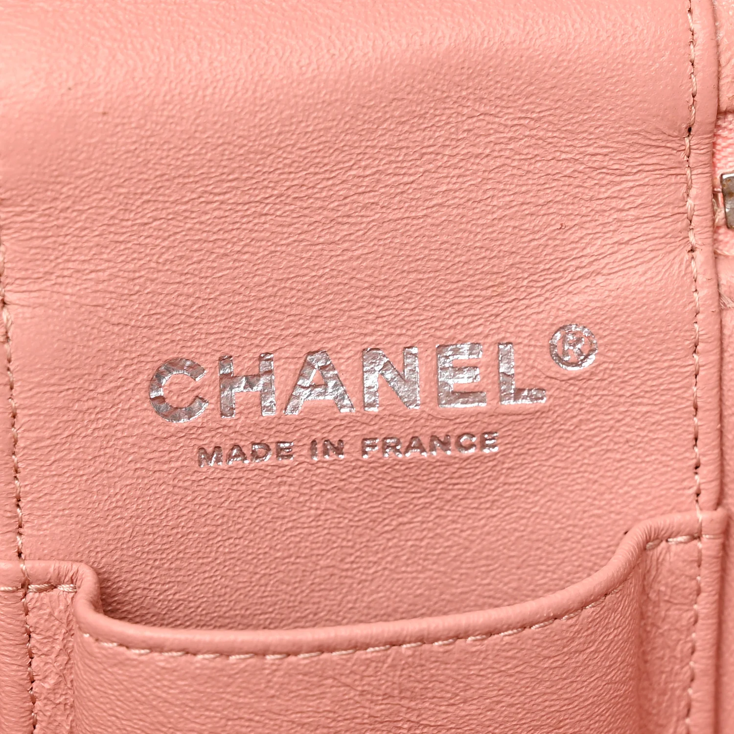Lambskin Quilted Top Handle Vanity Case With Chain Light Pink