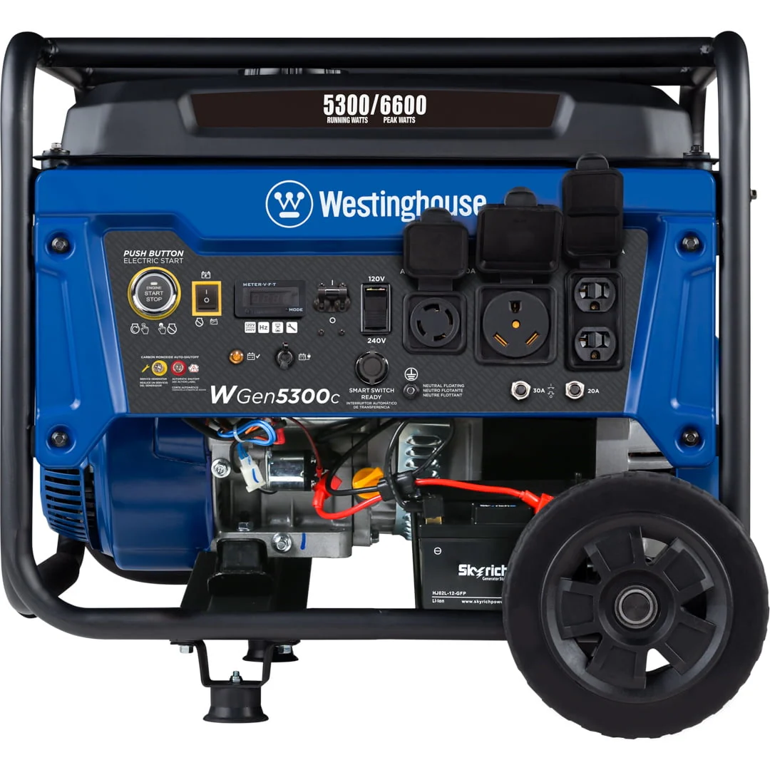 Westinghouse 6600 Peak Watt Home Backup, Gas Powered Portable Generator, Remote Electric Start, CO Sensor Image 9