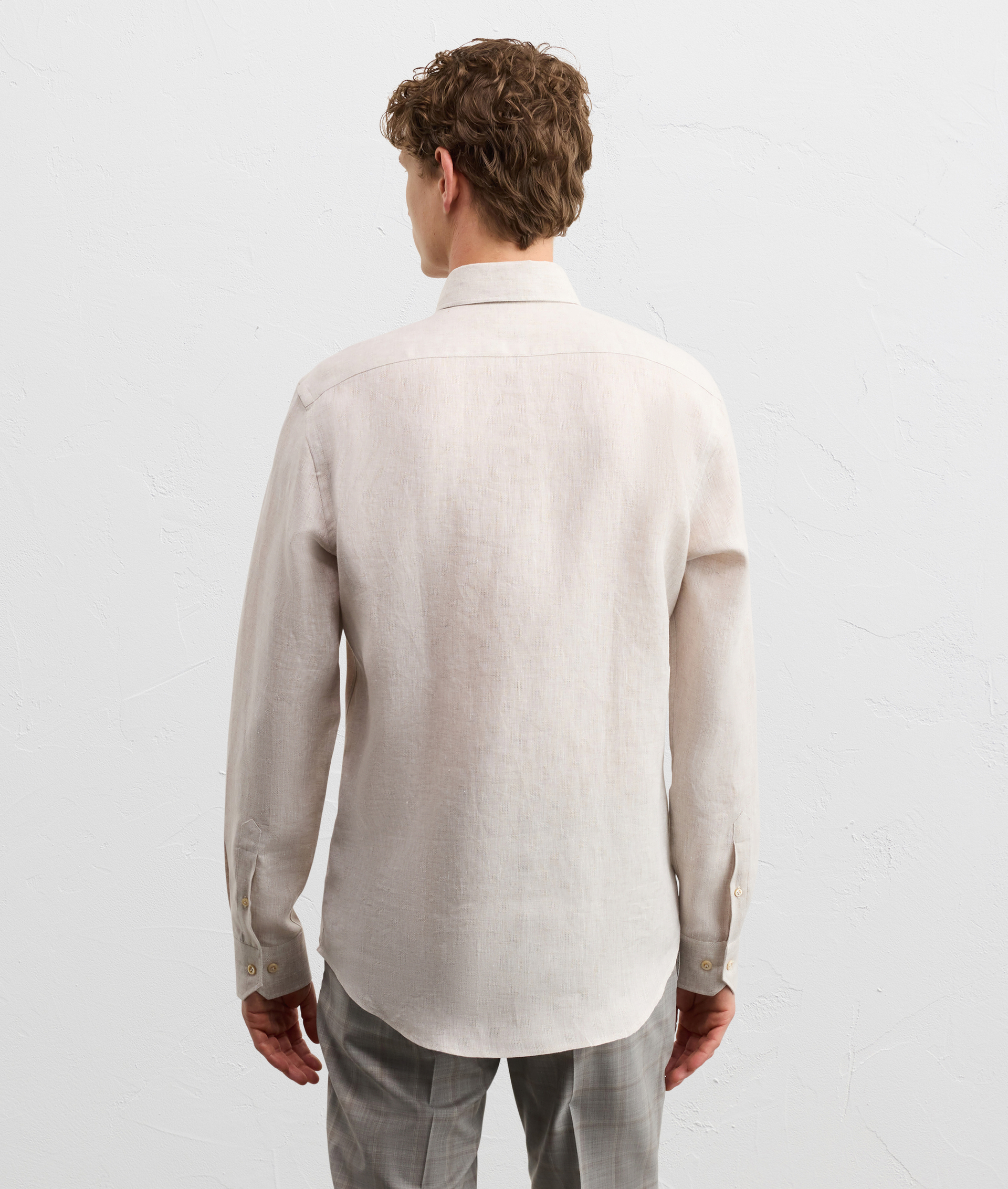 ONE-PIECE FRENCH SHIRT WITH PALERMO COLLAR IN LIGHT BROWN LINEN