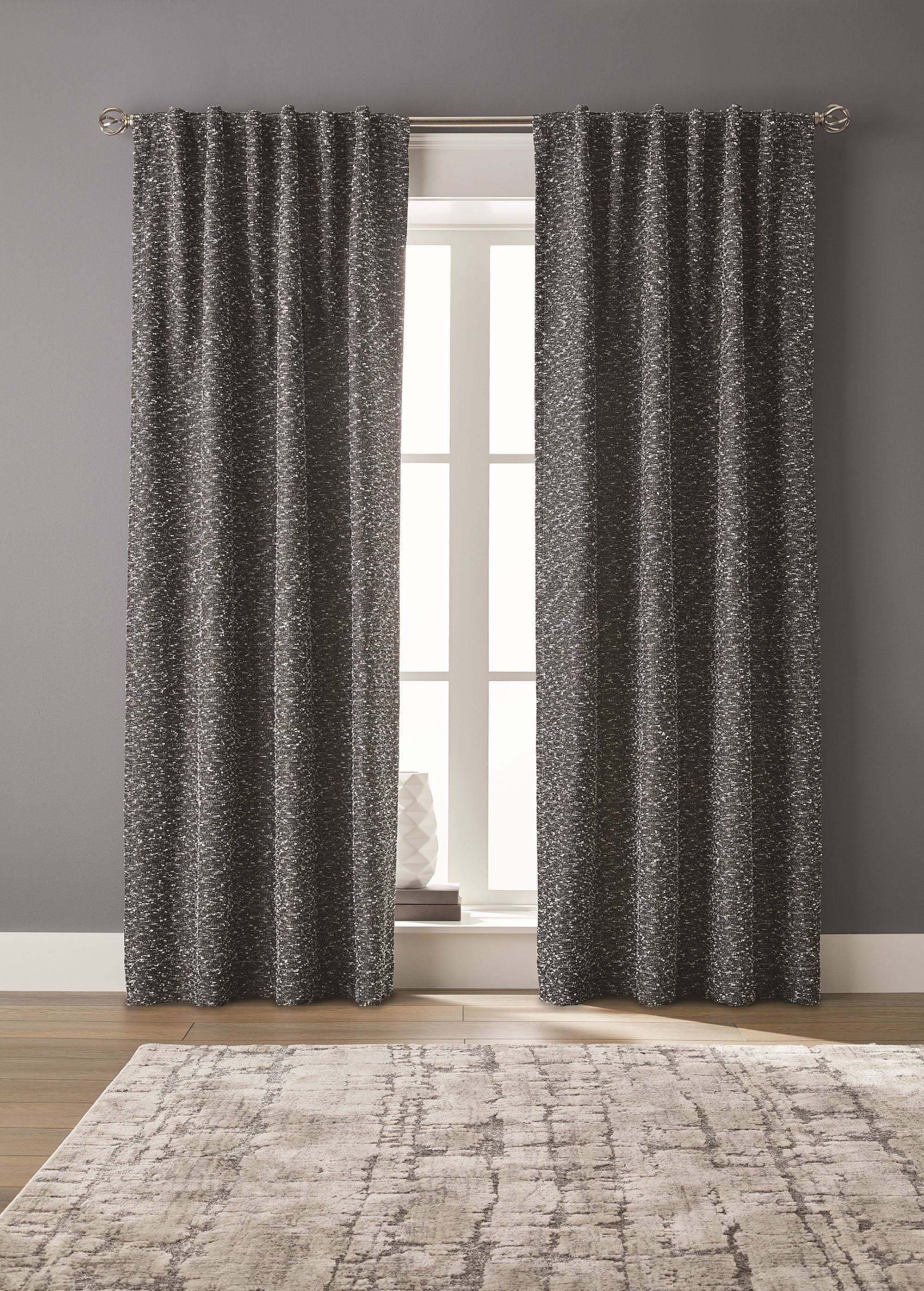 Better Homes & Gardens Boucle Blackout Curtain Panel - Black - 50 x 84 in