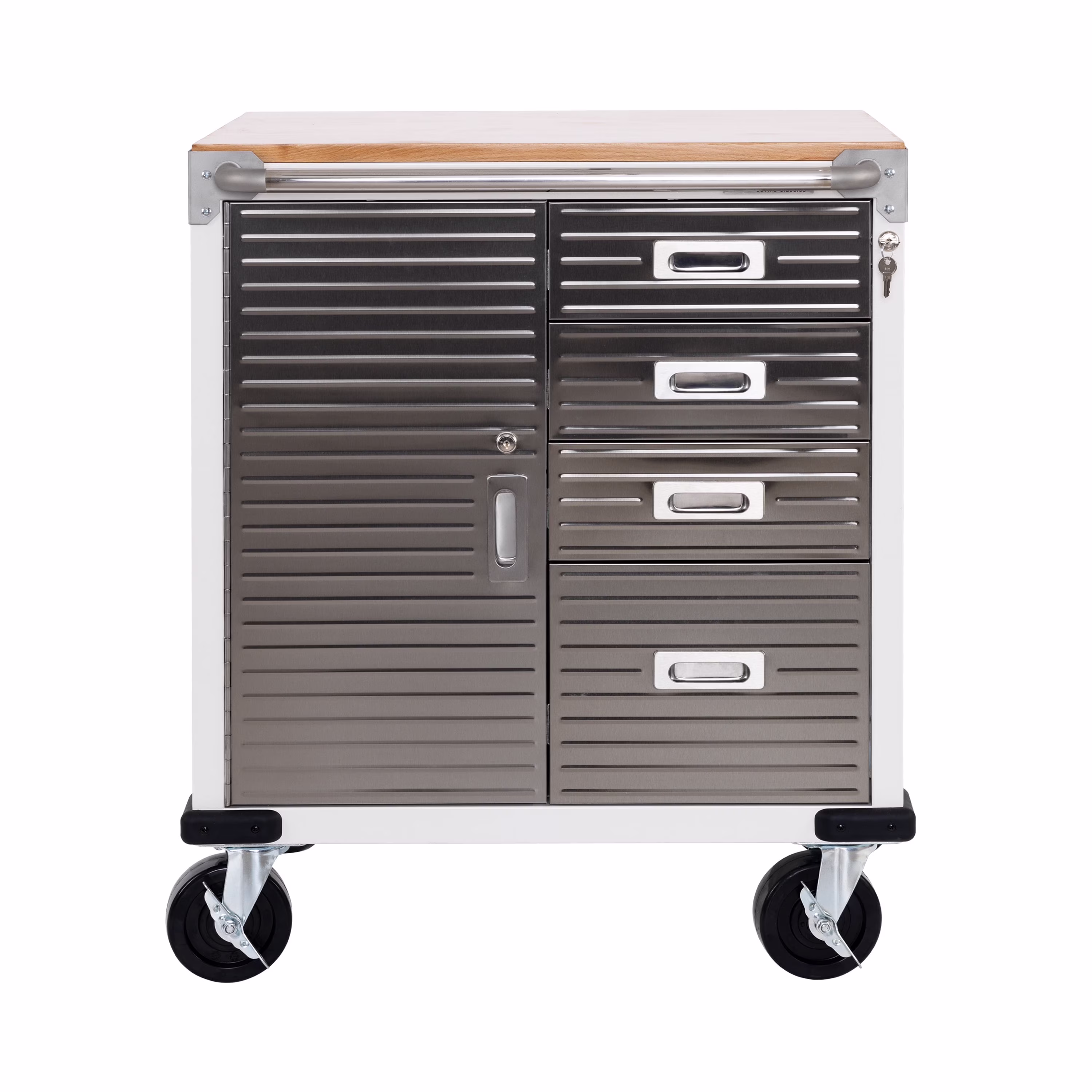 UltraHD® Heavy Duty Rolling Cabinet Workbench Table w/ Solid Wood Top, Workstation for Garage, Office, Workshop, Granite, 1-Door, 4-Drawer (28" W x 25" D)(Granite) - Image 5