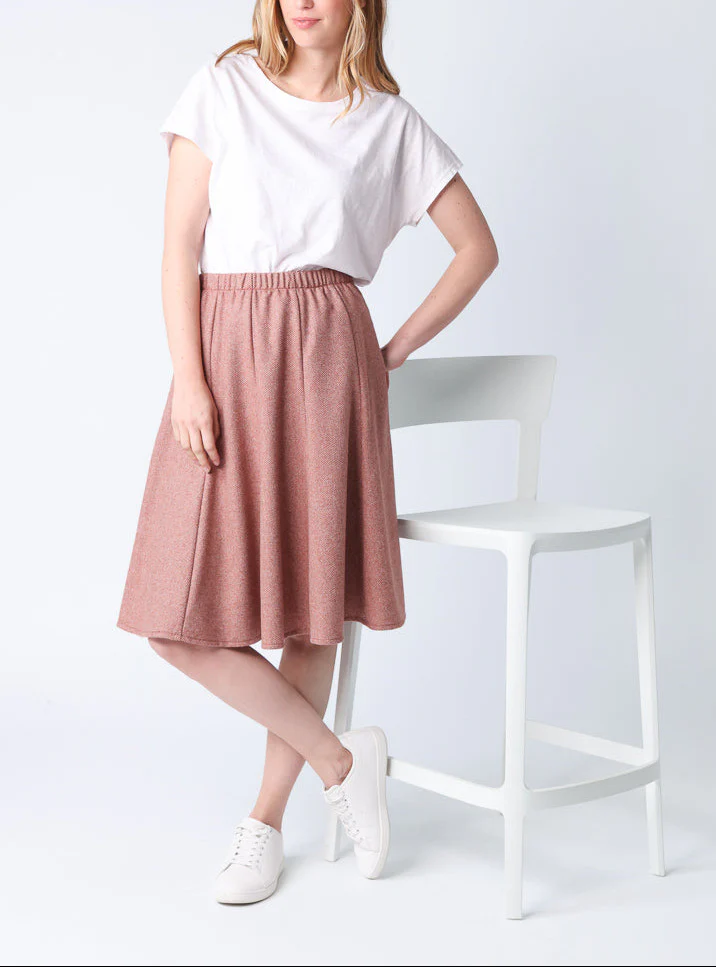 Jupe femme en laine chevrons marron